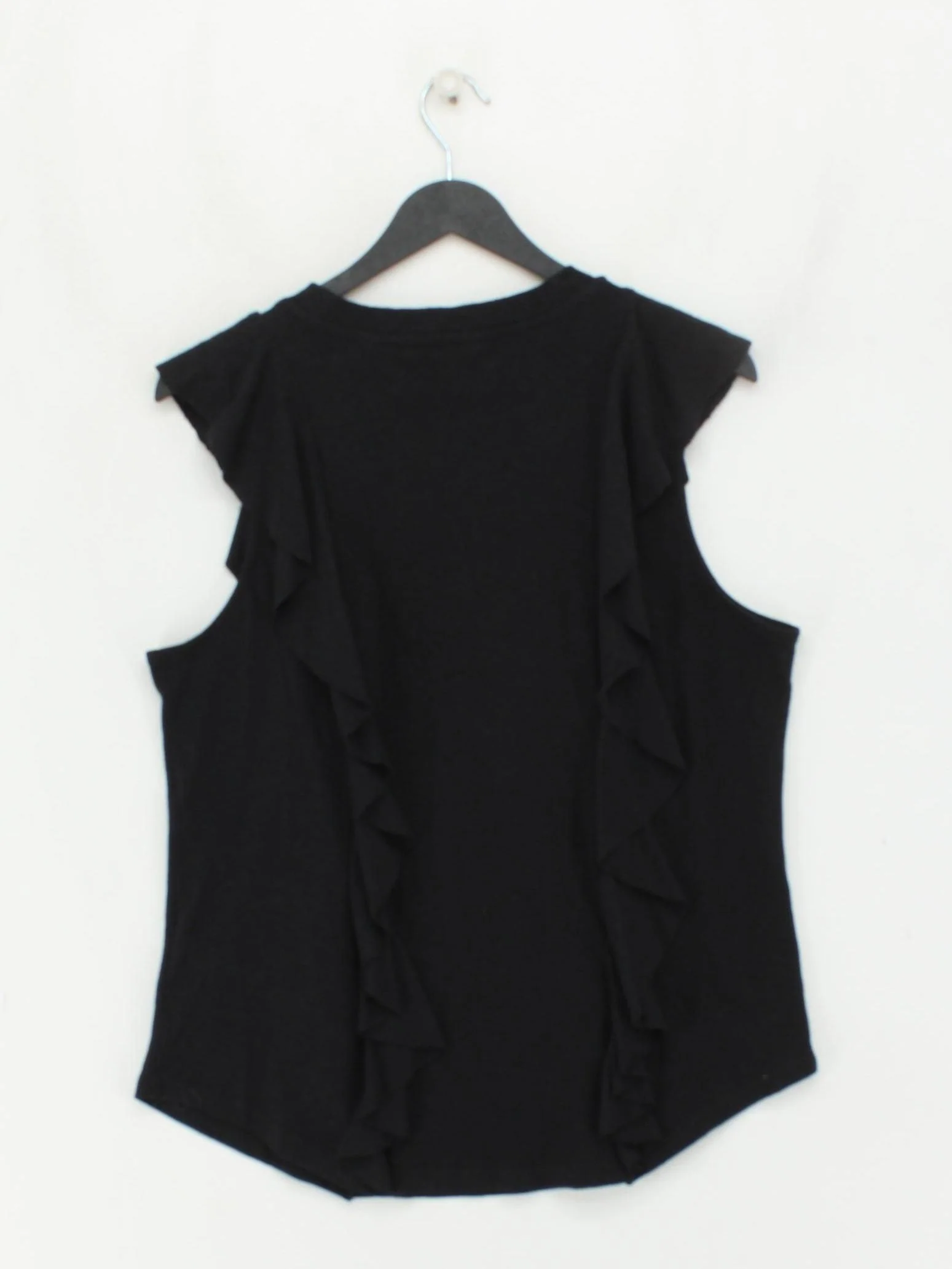 Ted Baker Women's Top UK 16 Black Cotton with Linen Sleeveless Crew Neck Basic - Image 2