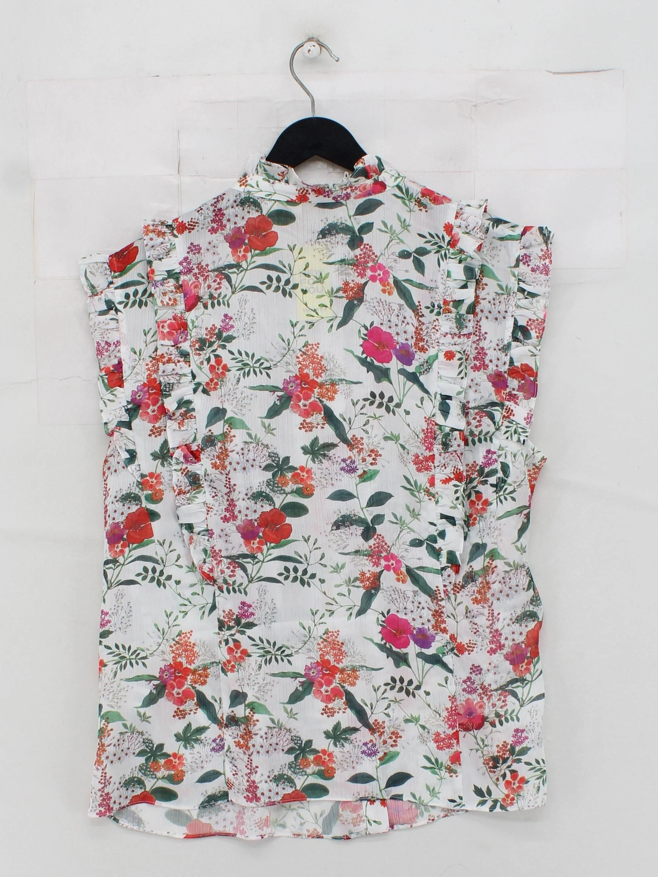 Ted Baker Women's Top XL White Floral 100% Polyester Sleeveless Collared Basic - Image 2