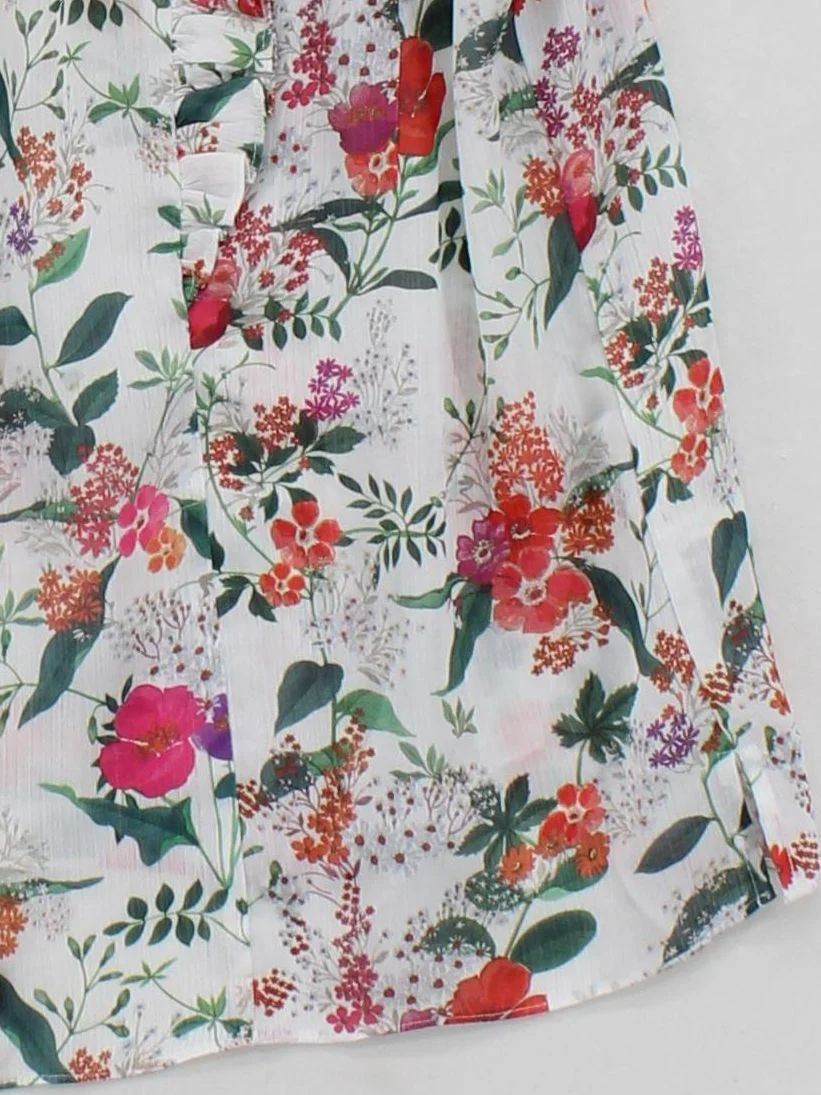 Ted Baker Women's Top XL White Floral 100% Polyester Sleeveless Collared Basic - Image 4