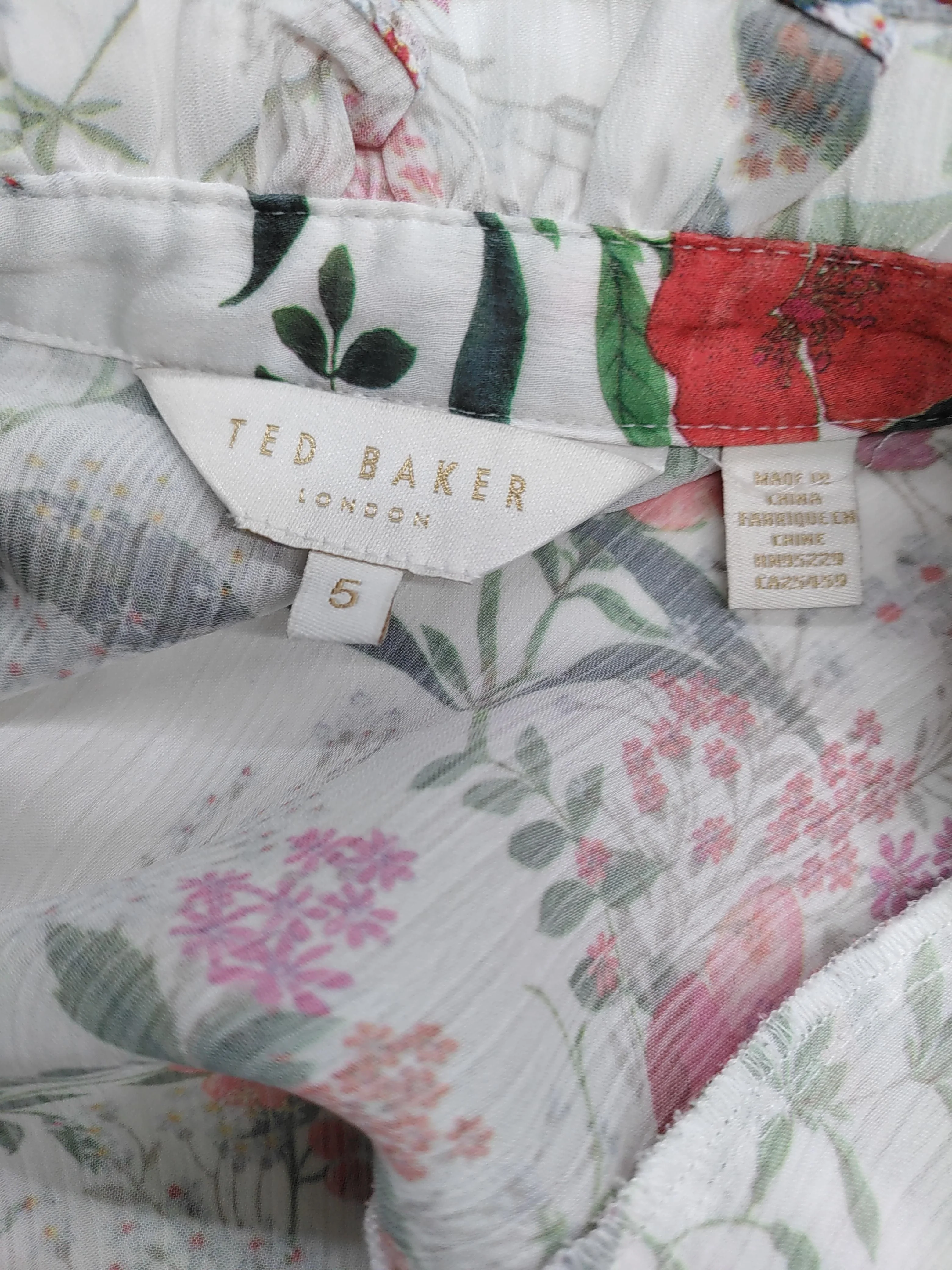Ted Baker Women's Top XL White Floral 100% Polyester Sleeveless Collared Basic - Image 5