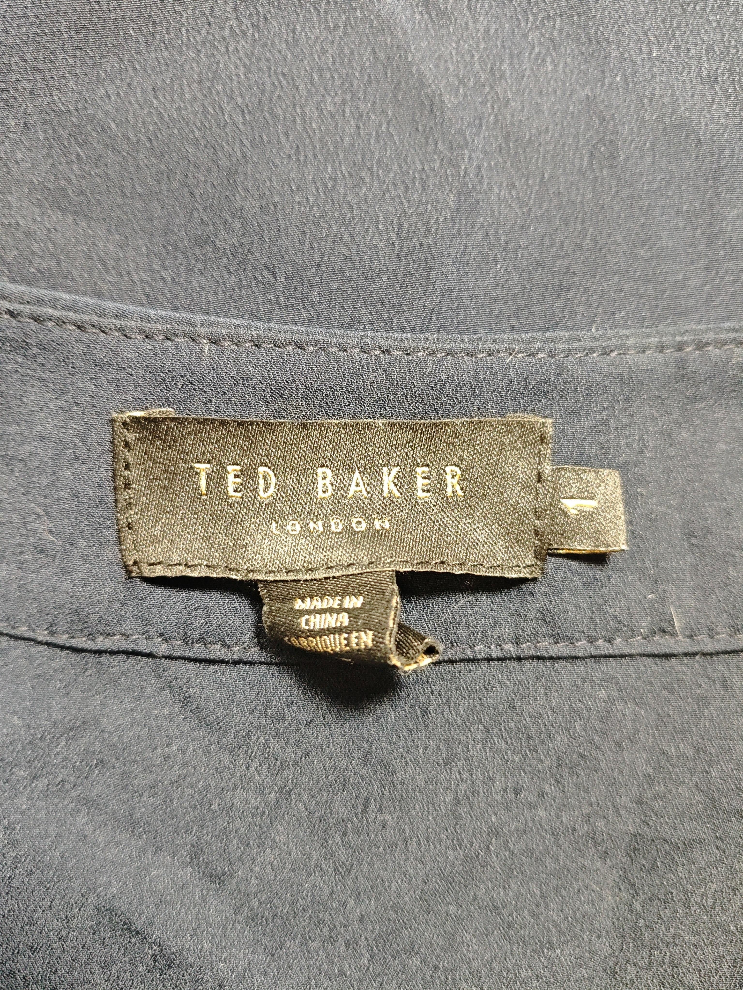 Ted Baker Women's Top XS Blue Silk with Polyester Sleeveless Collared Basic - Image 5