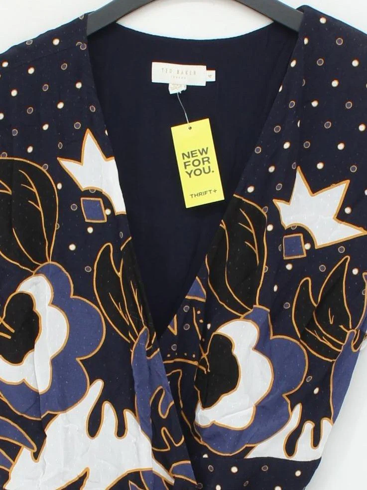 Ted Baker Wrap Midi Dress UK14 in Blue - Image 3