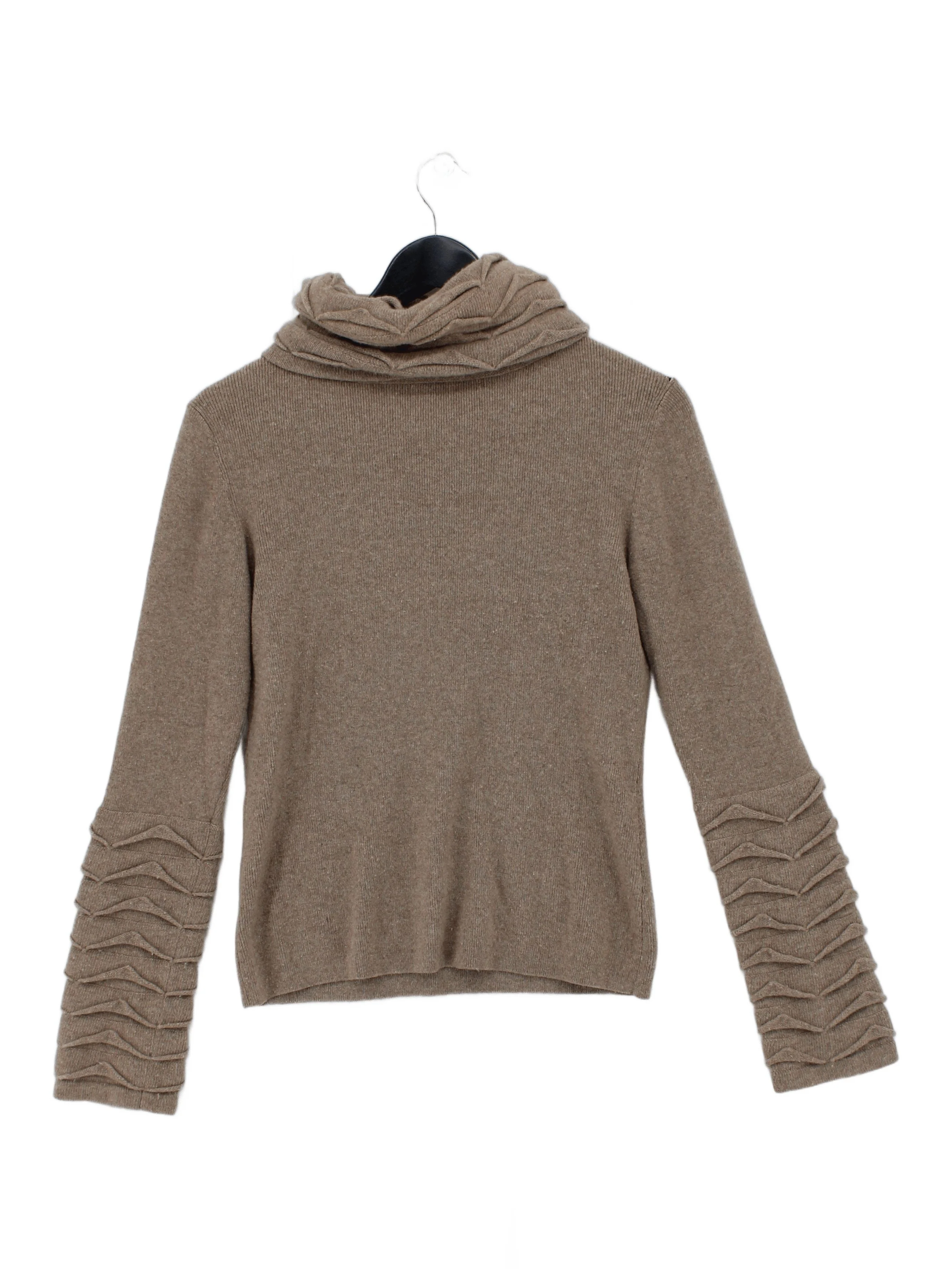 Temperley London Women's Jumper L Tan 100% Wool Roll Neck Pullover