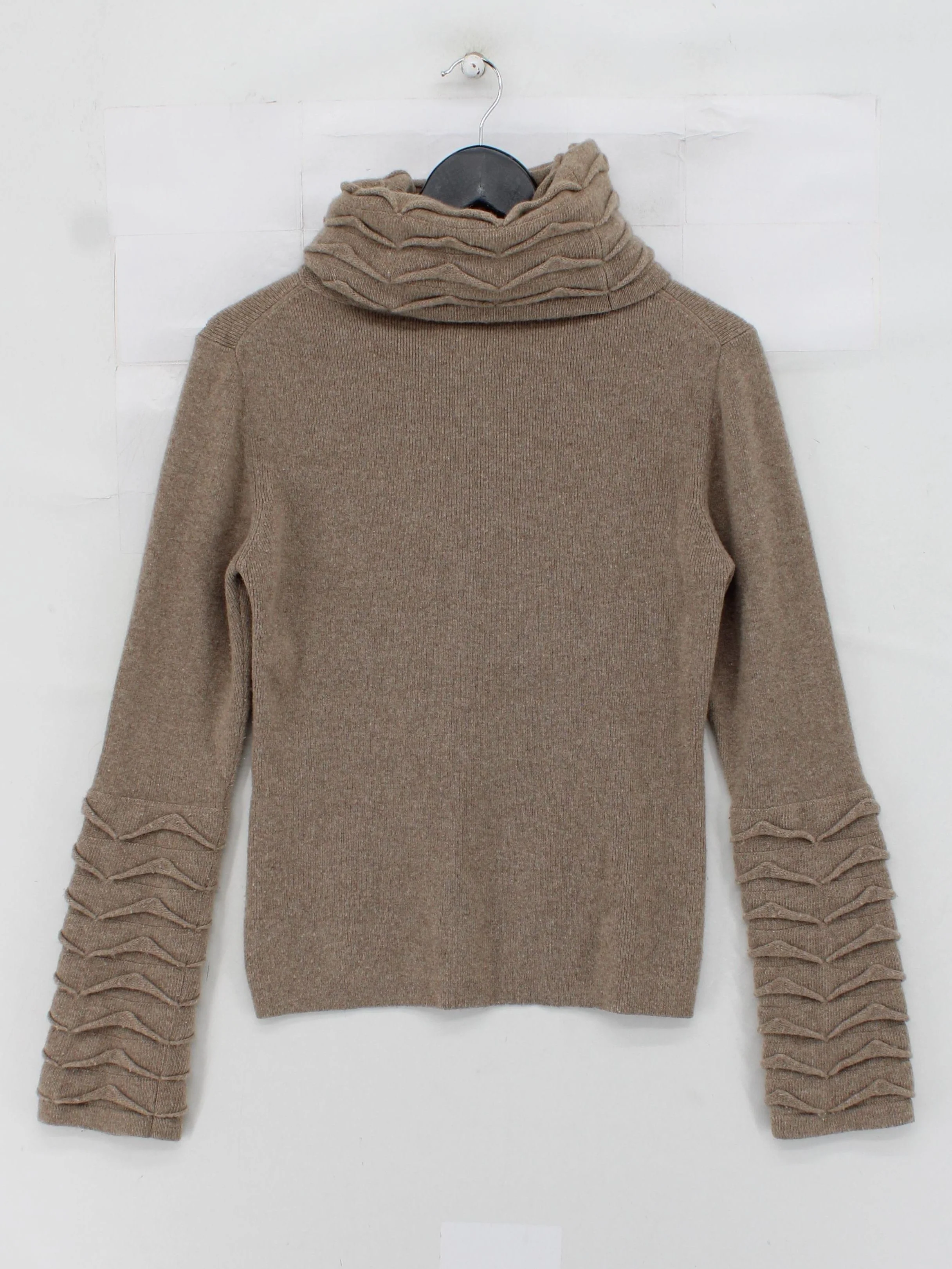 Temperley London Women's Jumper L Tan 100% Wool Roll Neck Pullover - Image 2