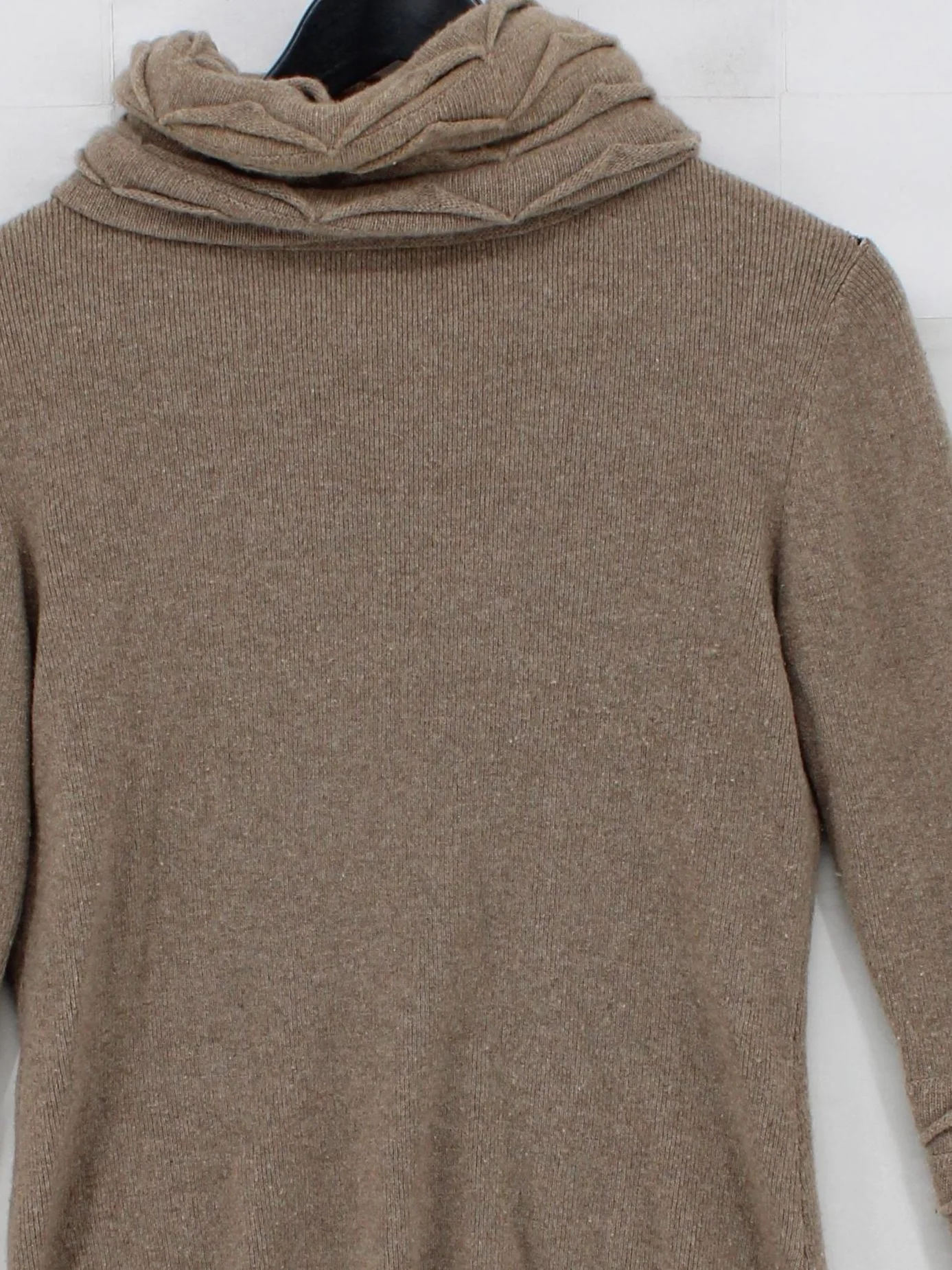 Temperley London Women's Jumper L Tan 100% Wool Roll Neck Pullover - Image 3