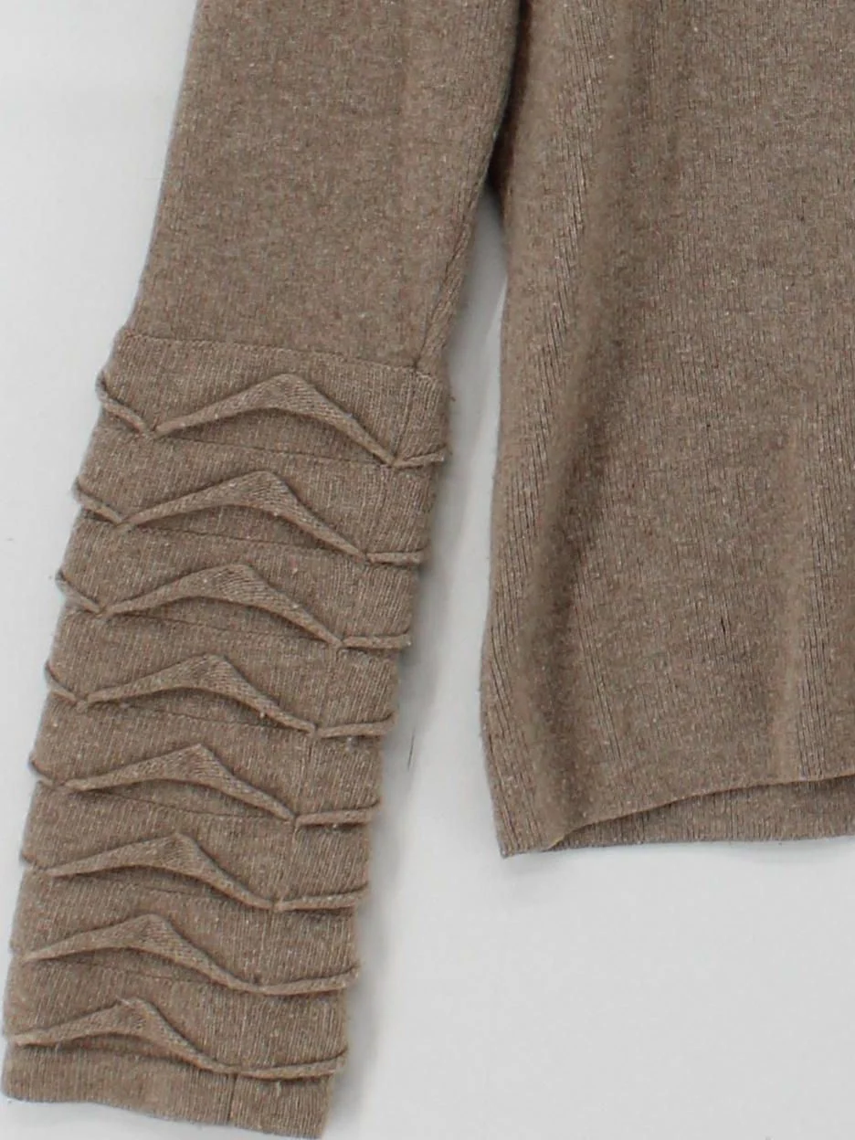 Temperley London Women's Jumper L Tan 100% Wool Roll Neck Pullover - Image 4