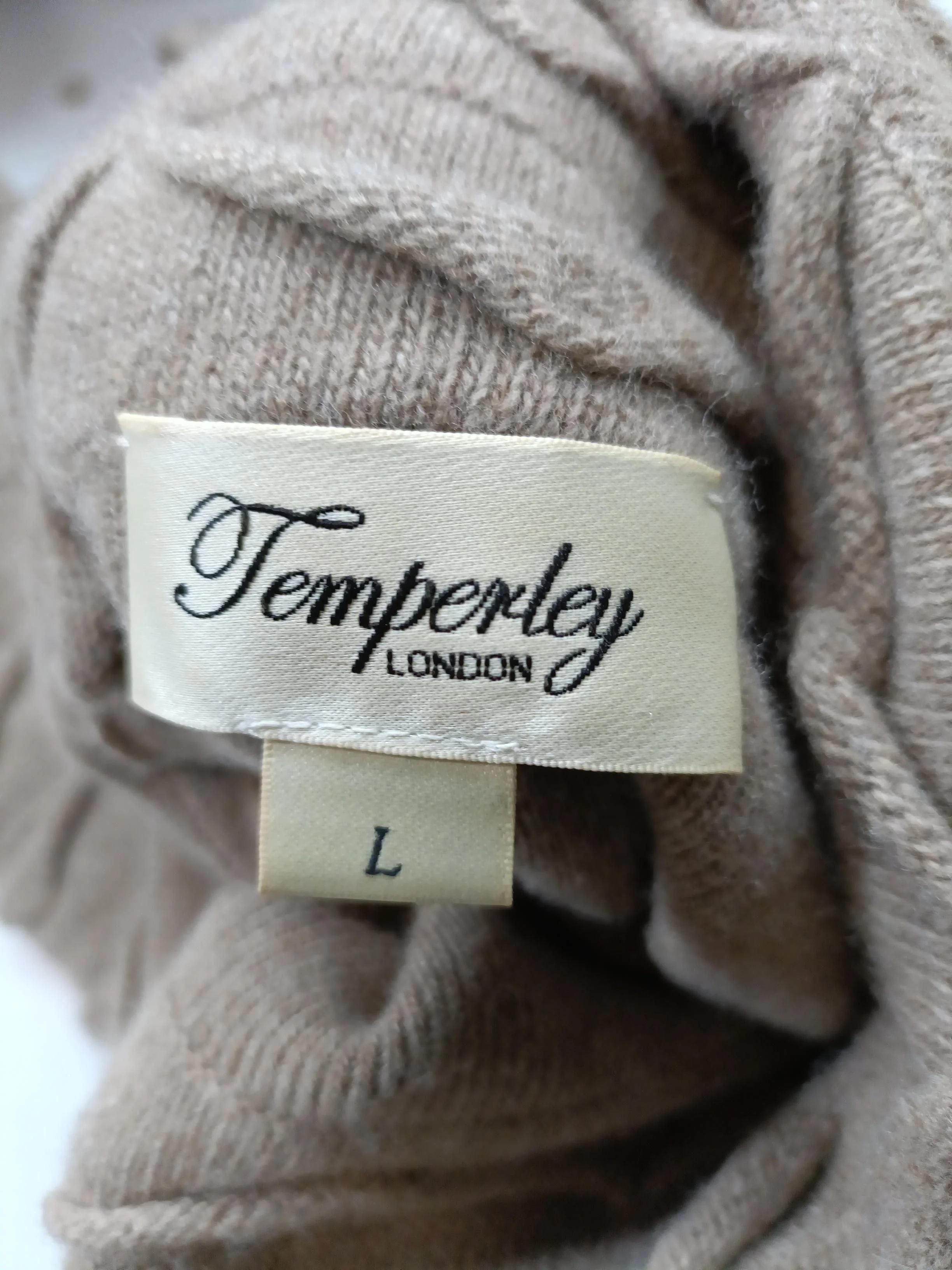 Temperley London Women's Jumper L Tan 100% Wool Roll Neck Pullover - Image 7