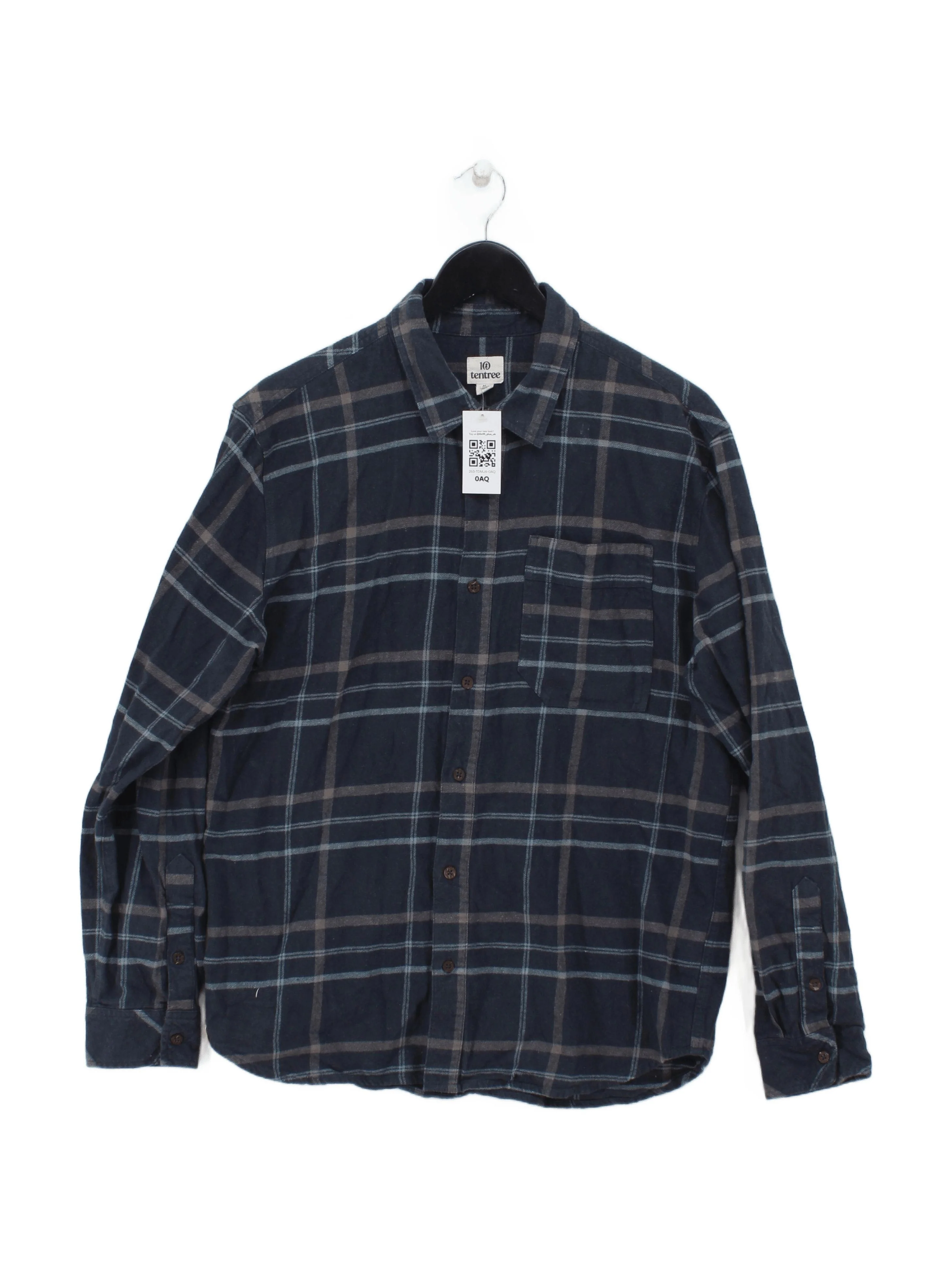 Tentree Men's Shirt M Blue Checkered 100% Cotton Basic