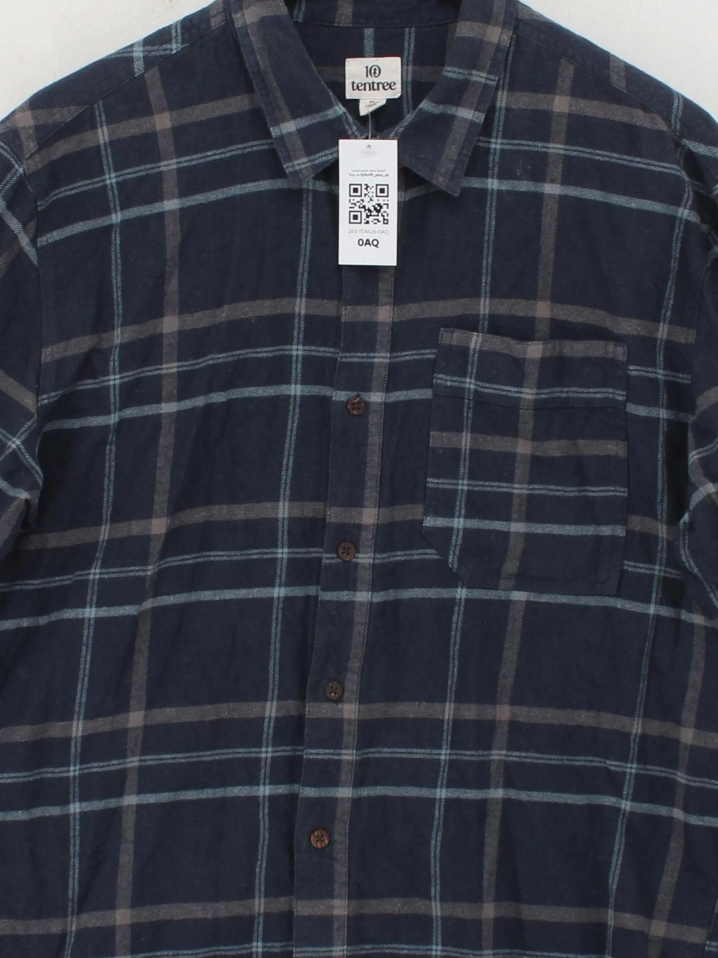 Tentree Men's Shirt M Blue Checkered 100% Cotton Basic - Image 3