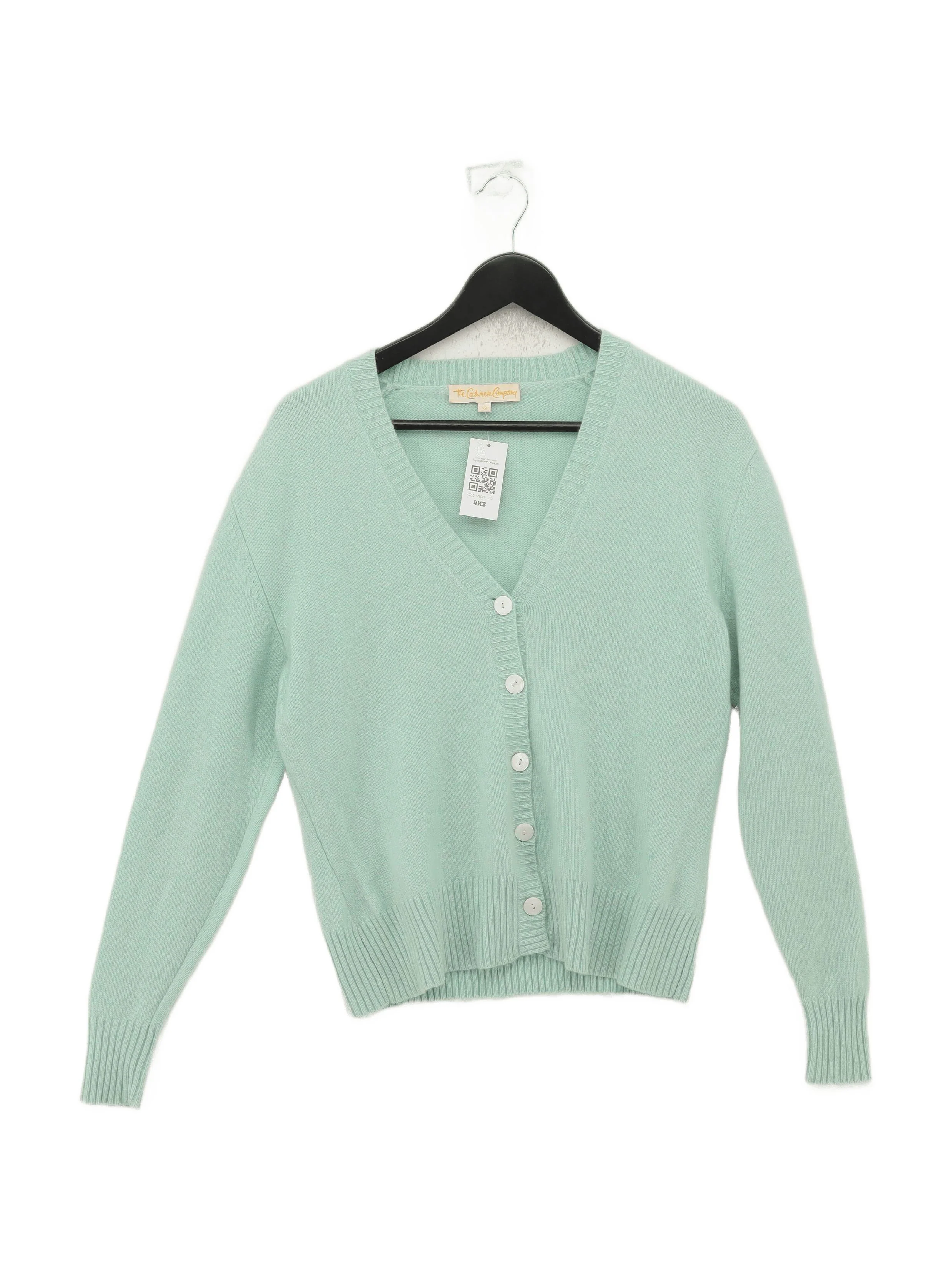 The Cashmere Company Women's Cardigan M Green 100% Cashmere V-Neck Cardigan