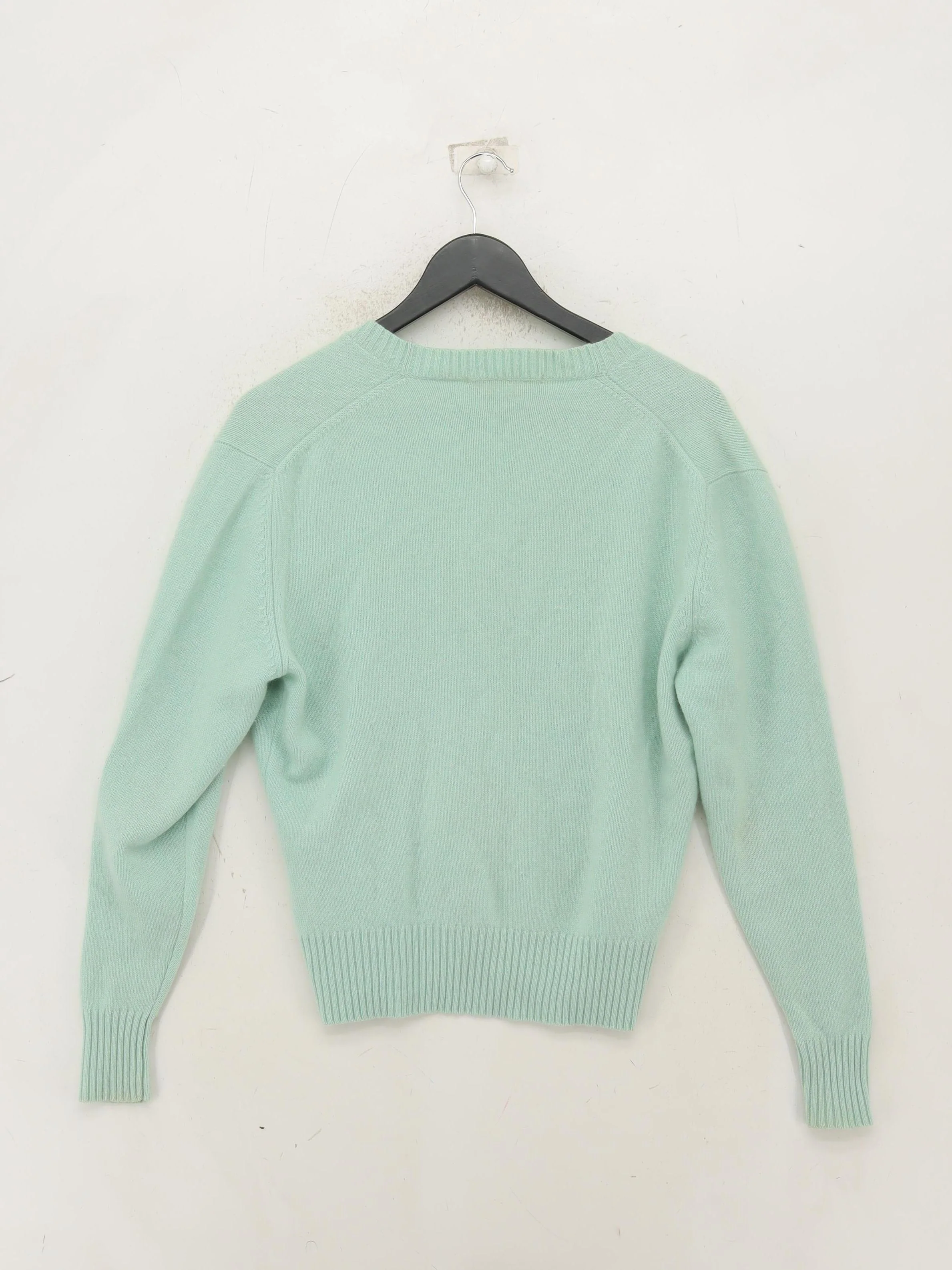 The Cashmere Company Women's Cardigan M Green 100% Cashmere V-Neck Cardigan - Image 2