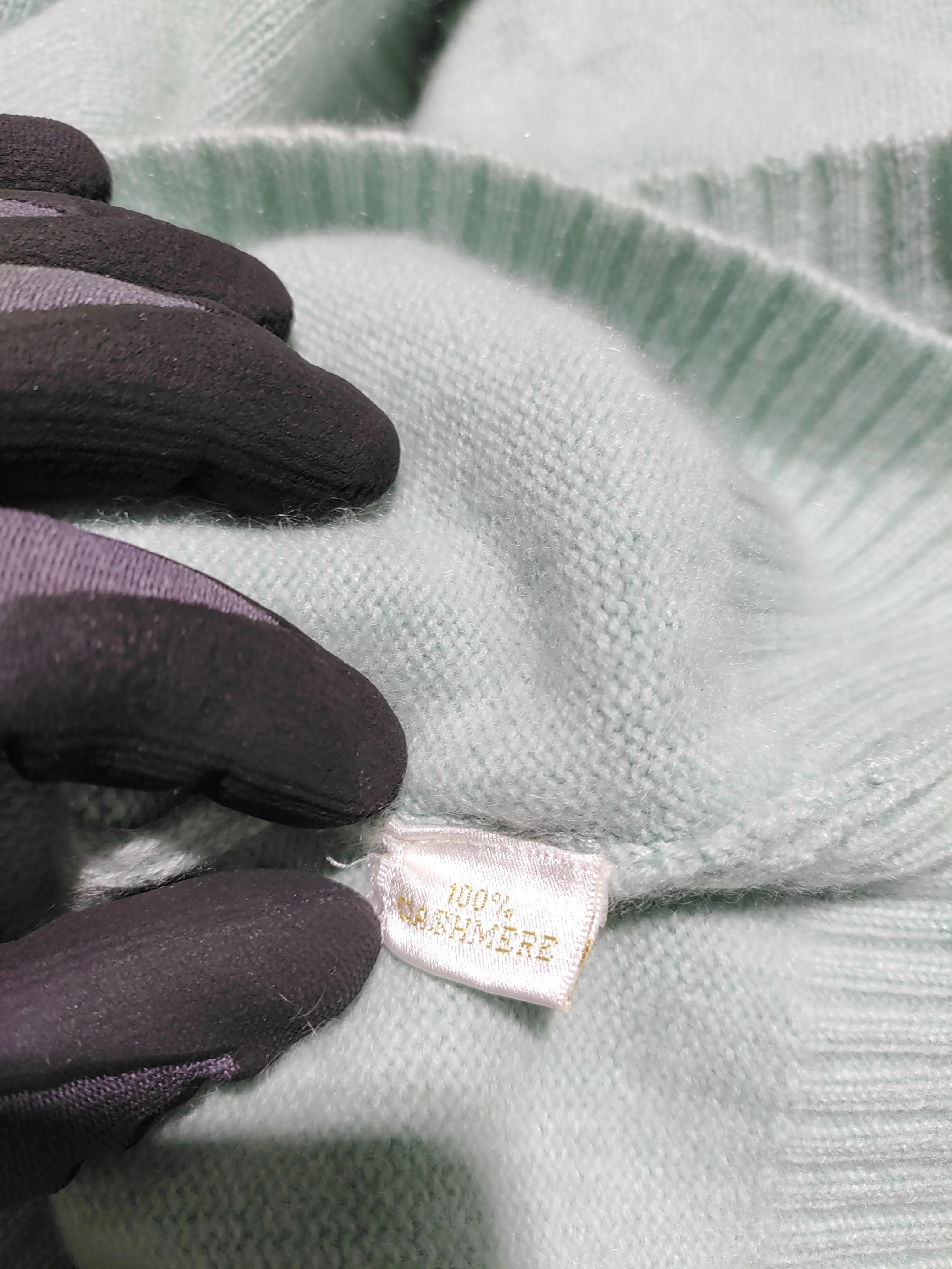 The Cashmere Company Women's Cardigan M Green 100% Cashmere V-Neck Cardigan - Image 7