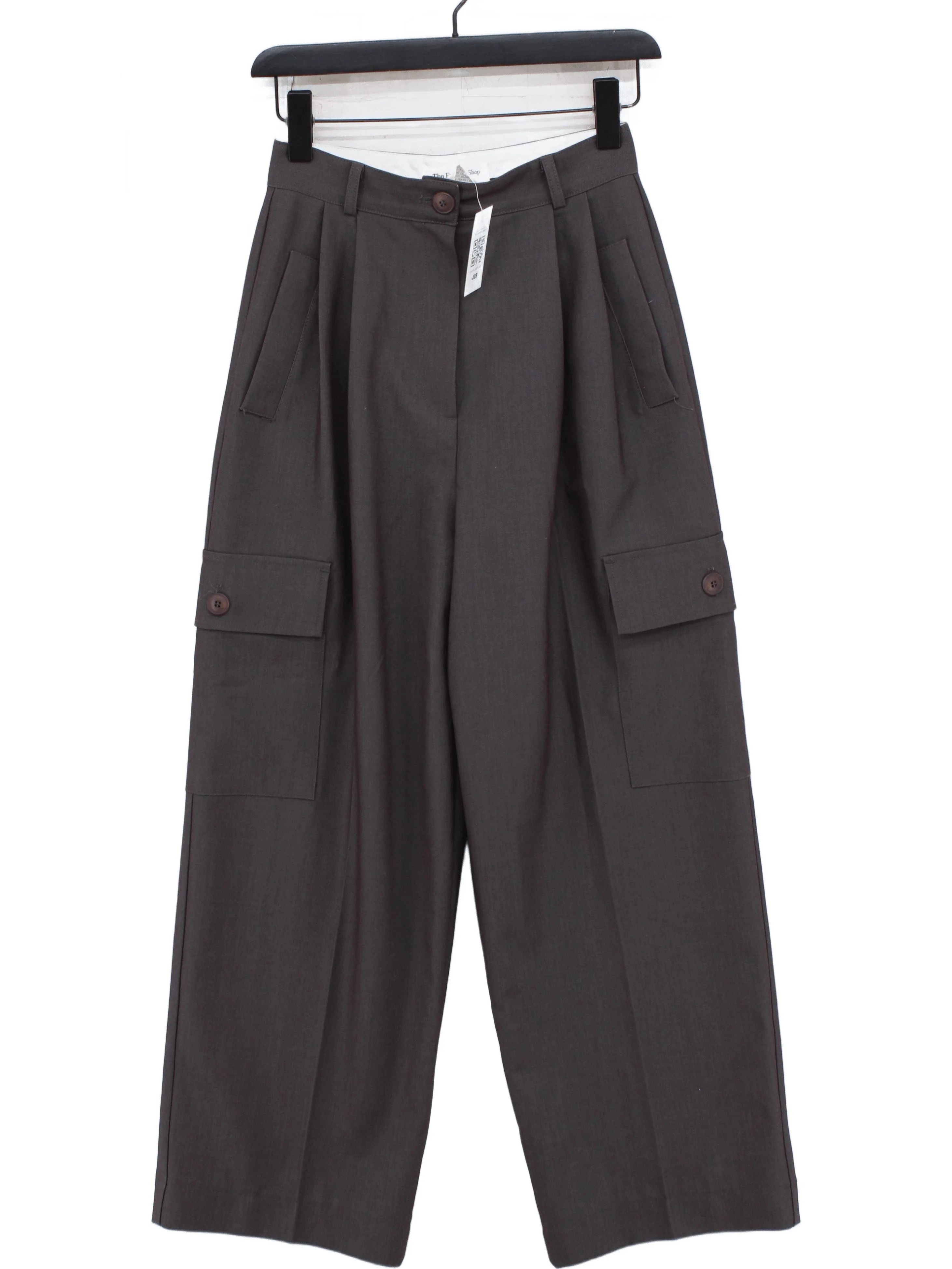 THE FRANKIE SHOP Women's Trousers S Grey Polyester with Rayon, Spandex Cargo