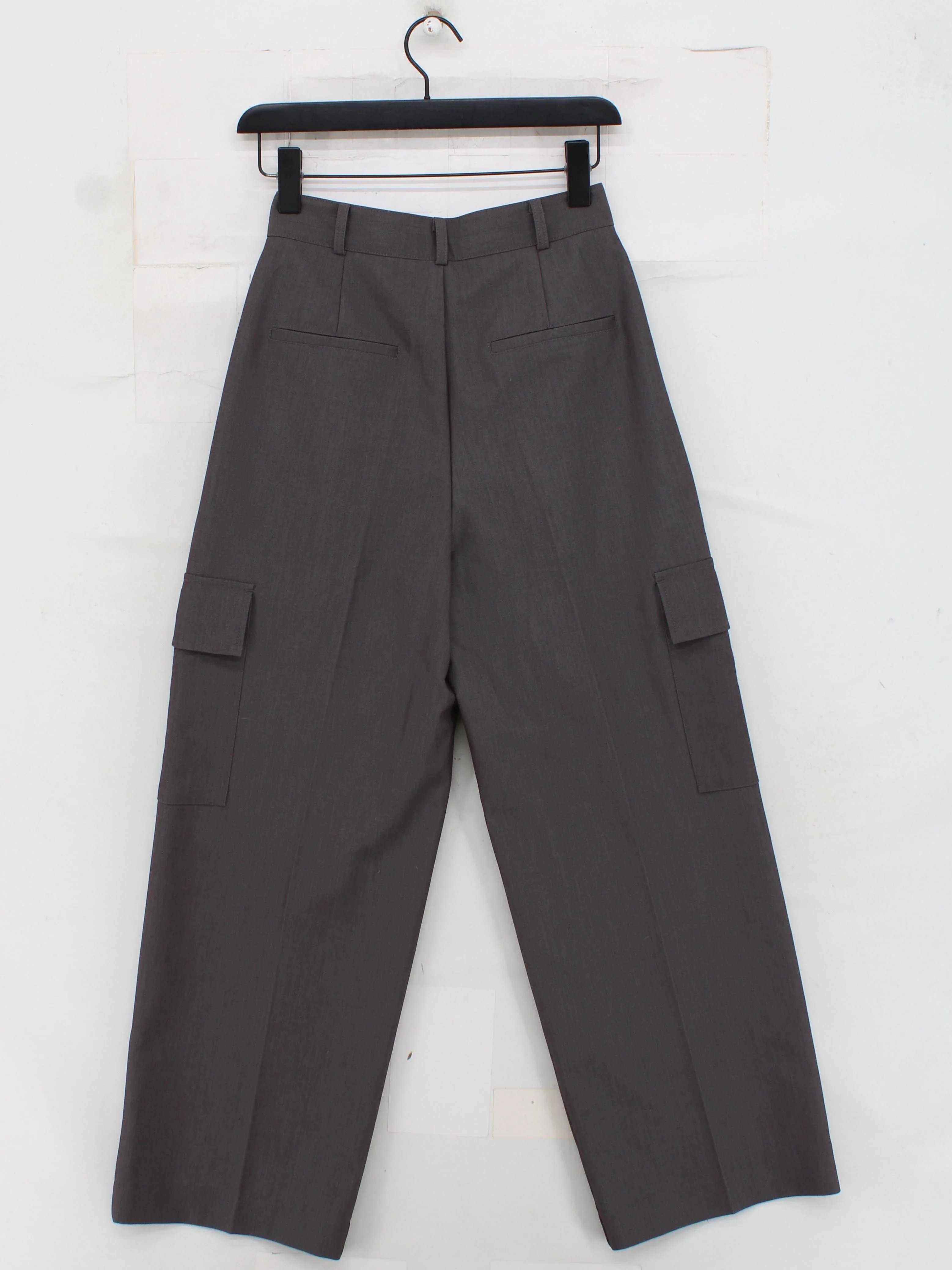 THE FRANKIE SHOP Women's Trousers S Grey Polyester with Rayon, Spandex Cargo - Image 2