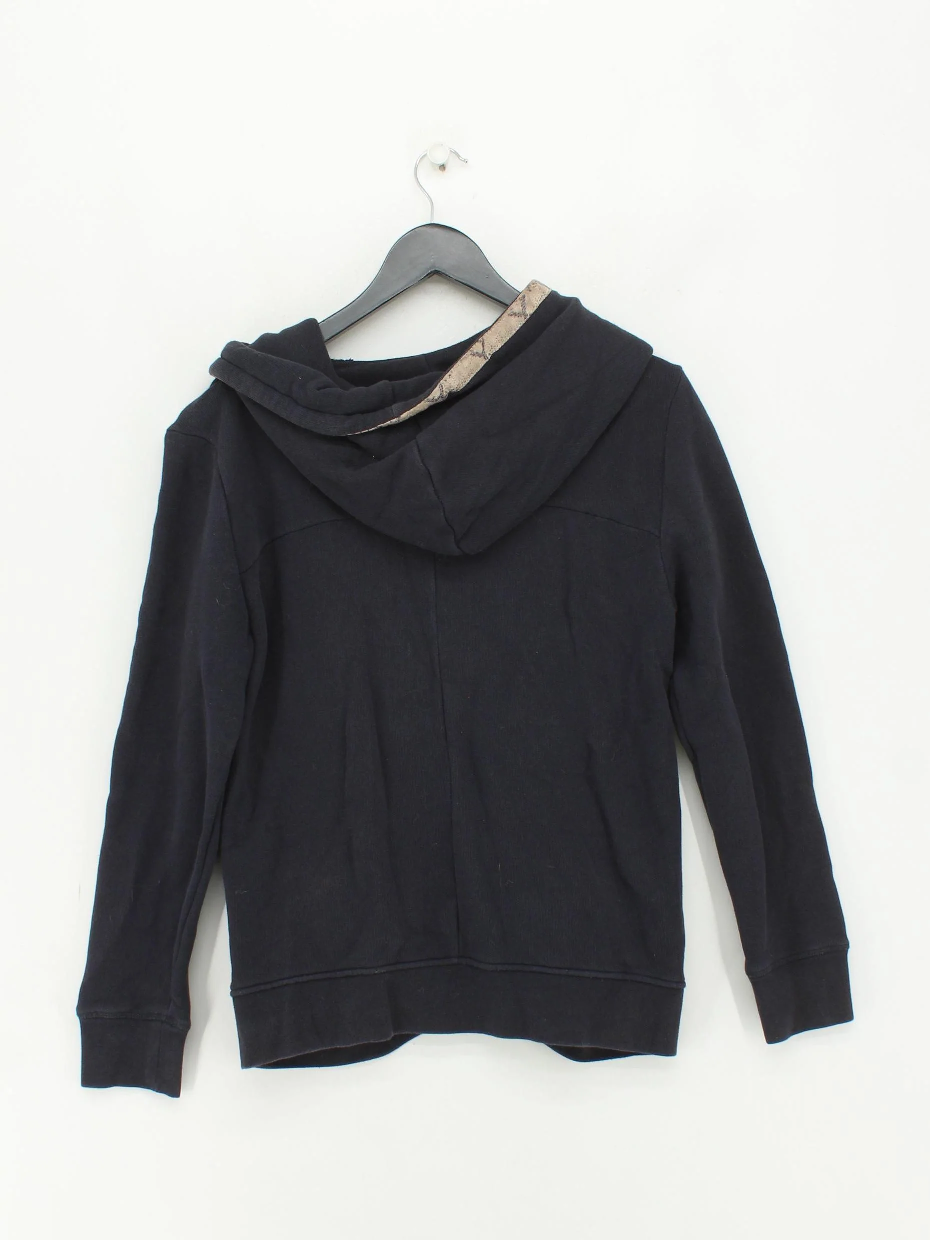 The Kooples Men's Hoodie XS Black Animal Print Cotton with Leather Pullover - Image 2