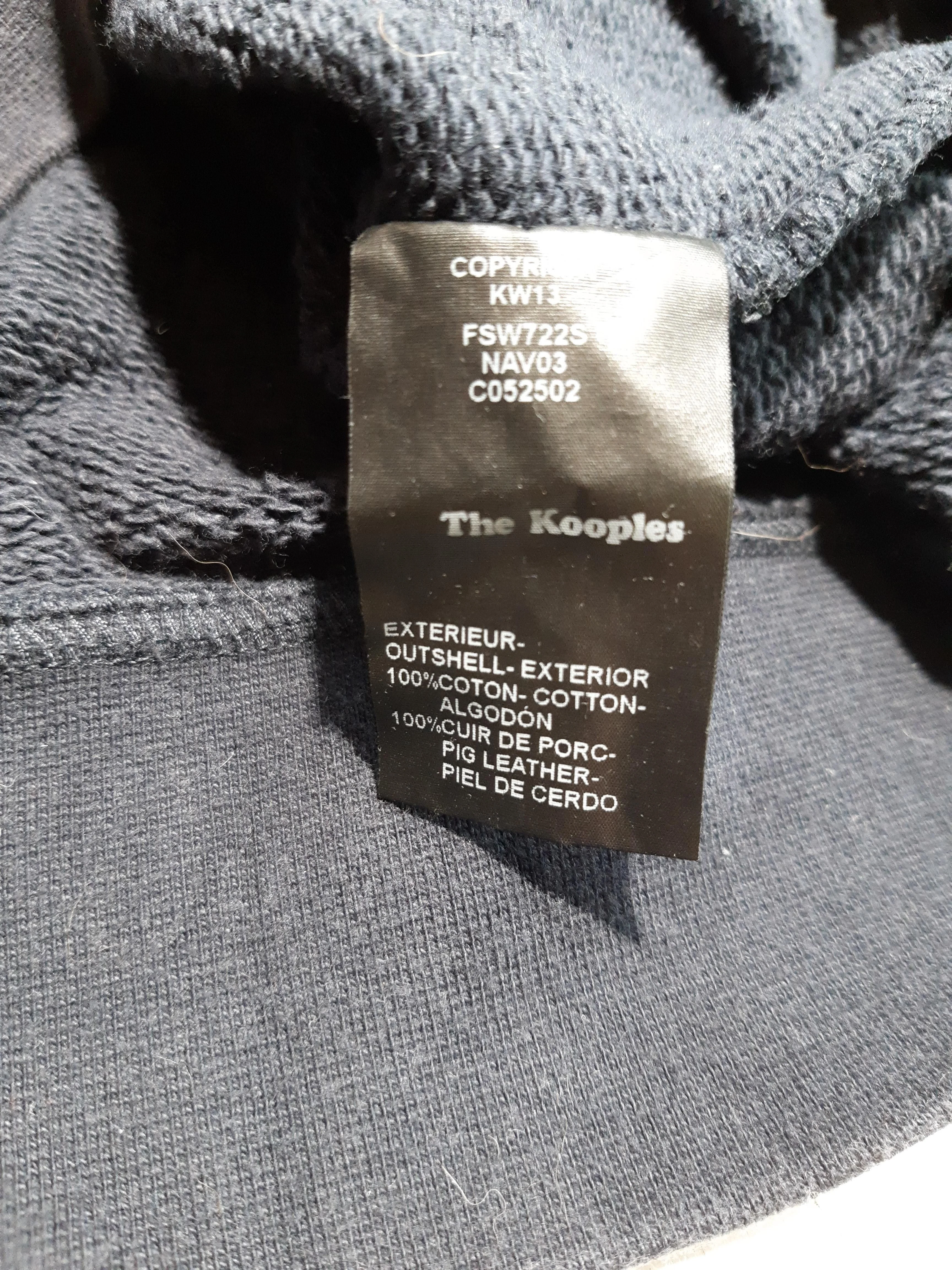 The Kooples Men's Hoodie XS Black Animal Print Cotton with Leather Pullover - Image 6