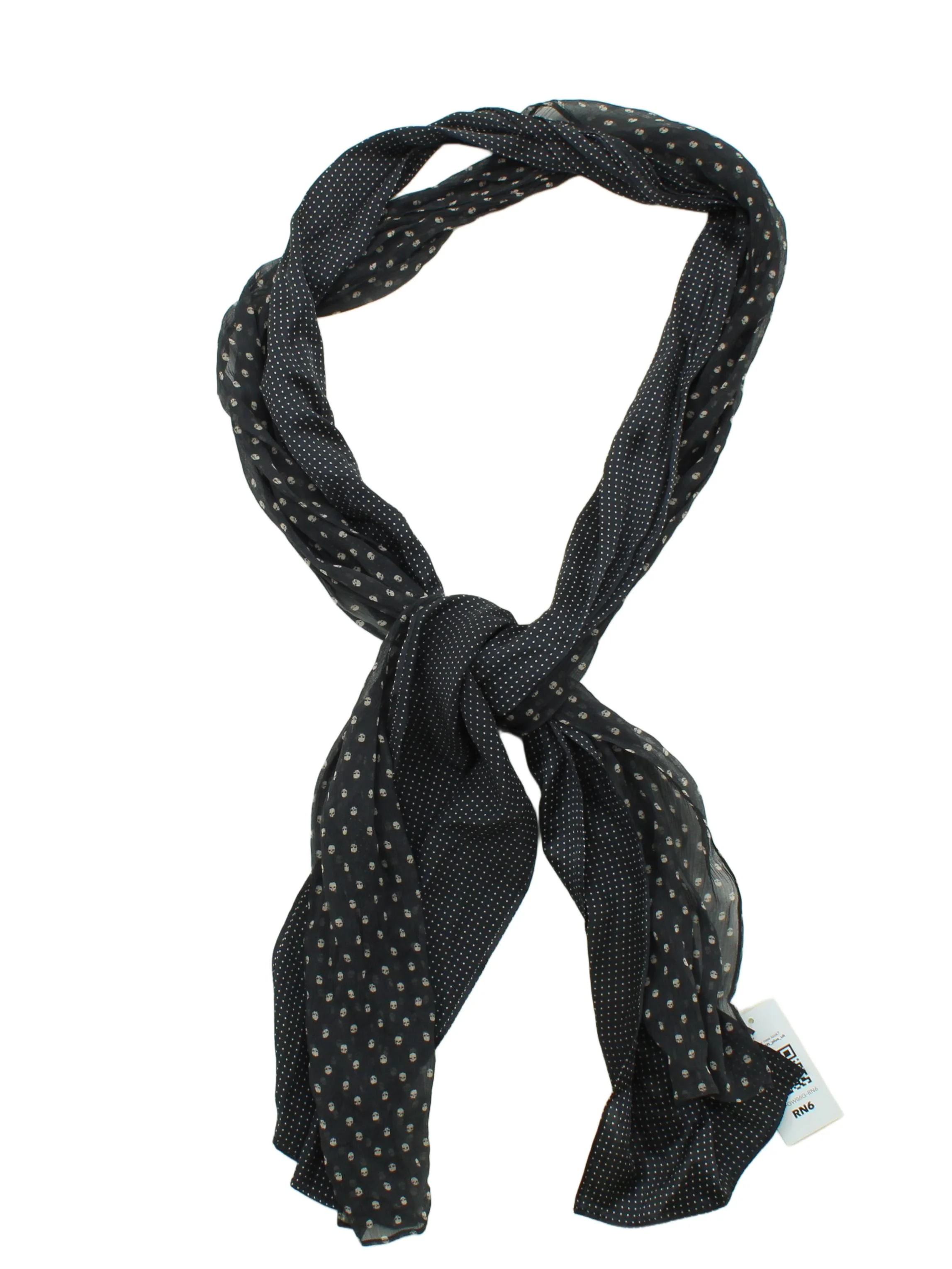 The Kooples Men's Scarf Black Polkadot 100% Silk Scarf