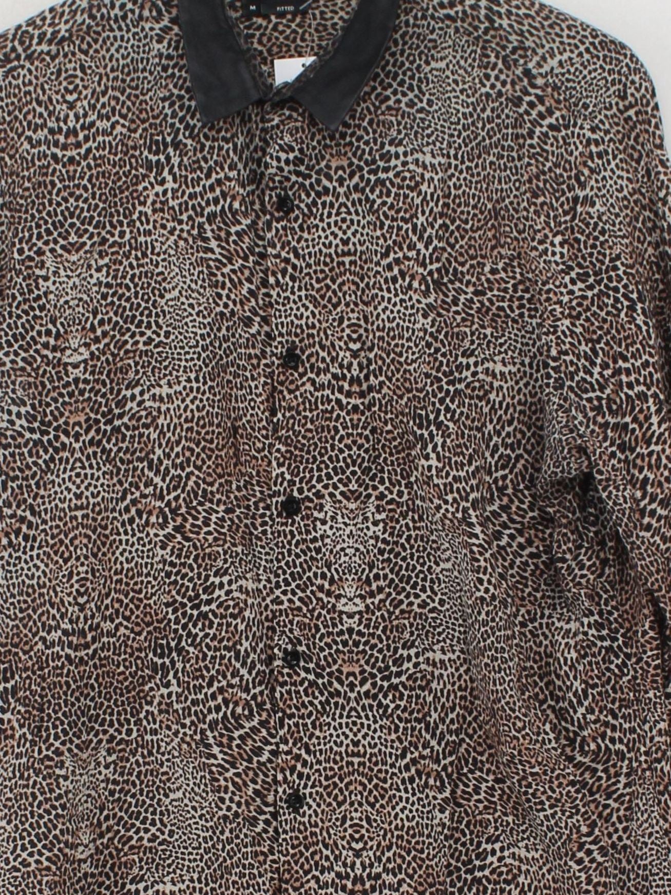 The Kooples Men's Shirt M Multi Animal Print Cotton with Leather Basic - Image 3