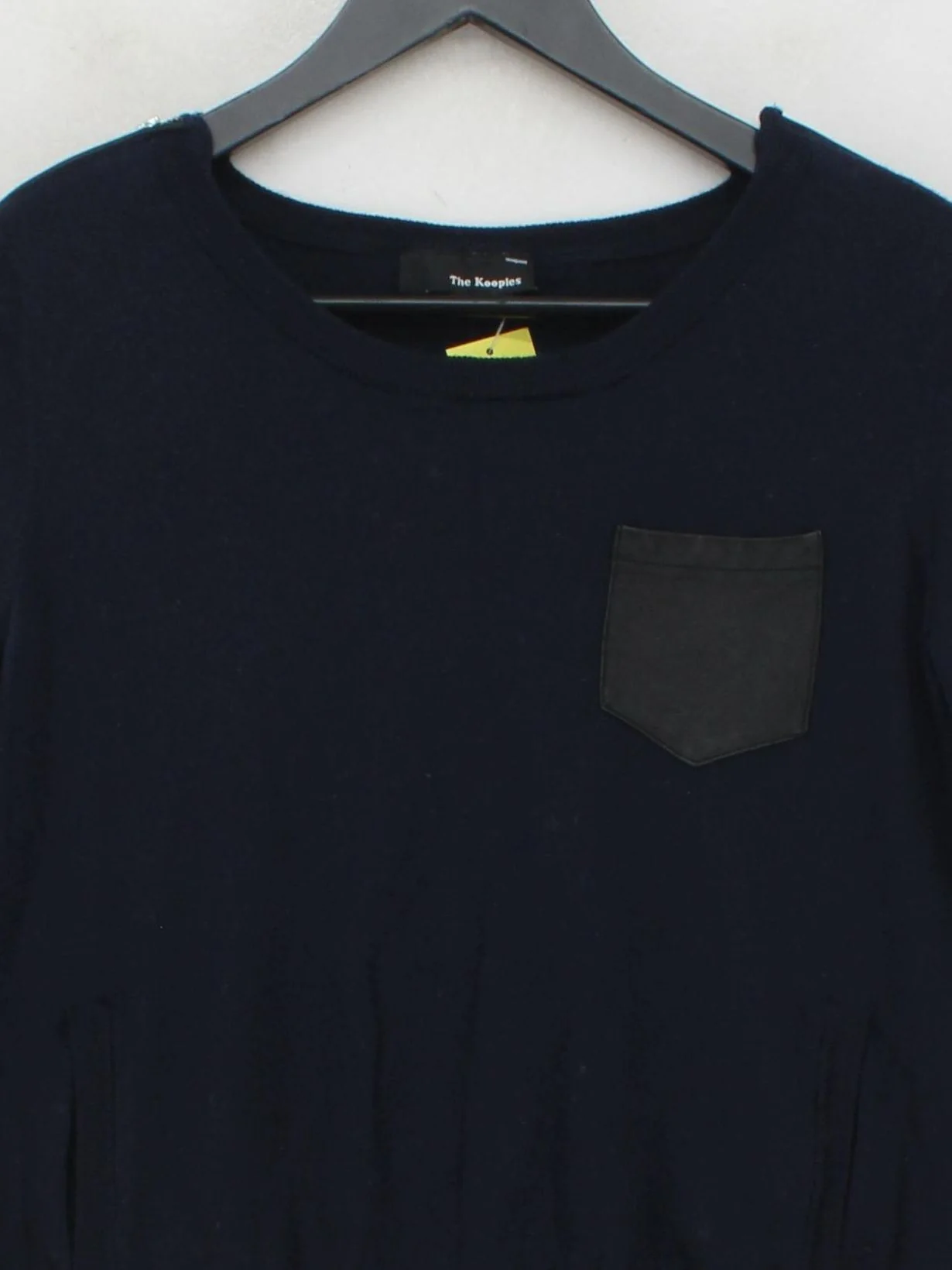 The Kooples Women's Jumper S Blue Wool with Leather Round Neck Pullover - Image 3