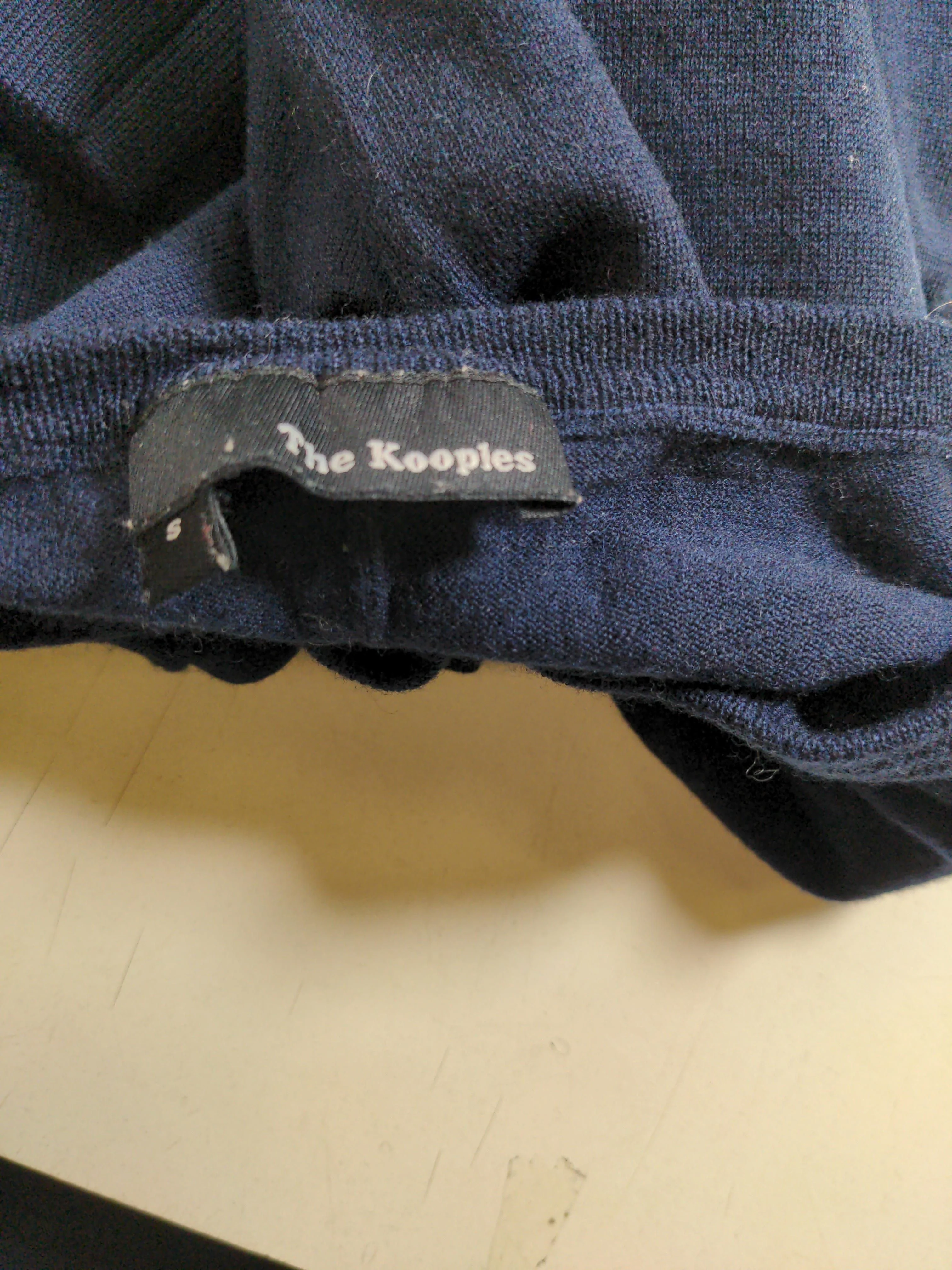 The Kooples Women's Jumper S Blue Wool with Leather Round Neck Pullover - Image 6
