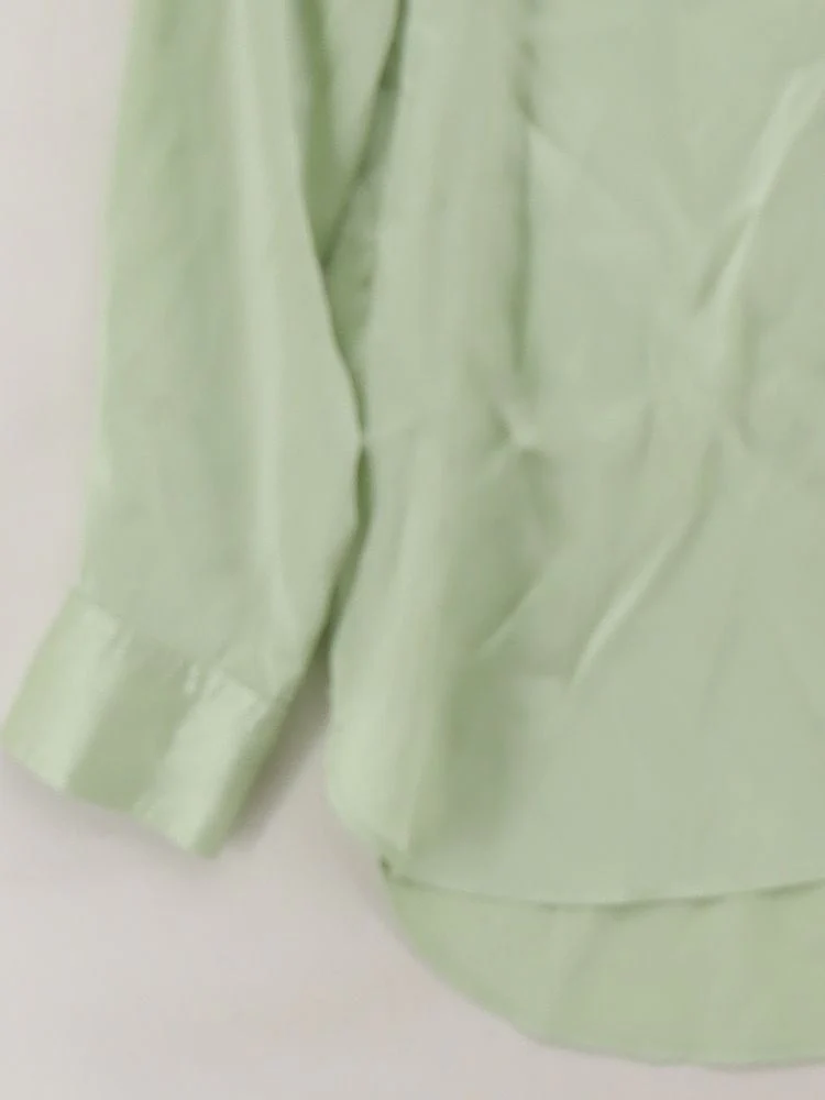 The Kooples Women's Shirt S Green 100% Silk Long Sleeve Collared Basic - Image 4