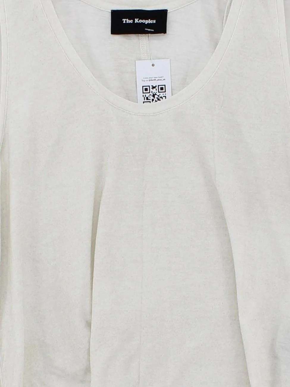 The Kooples Women's T-Shirt M Cream Polyester with Cotton Basic - Image 3