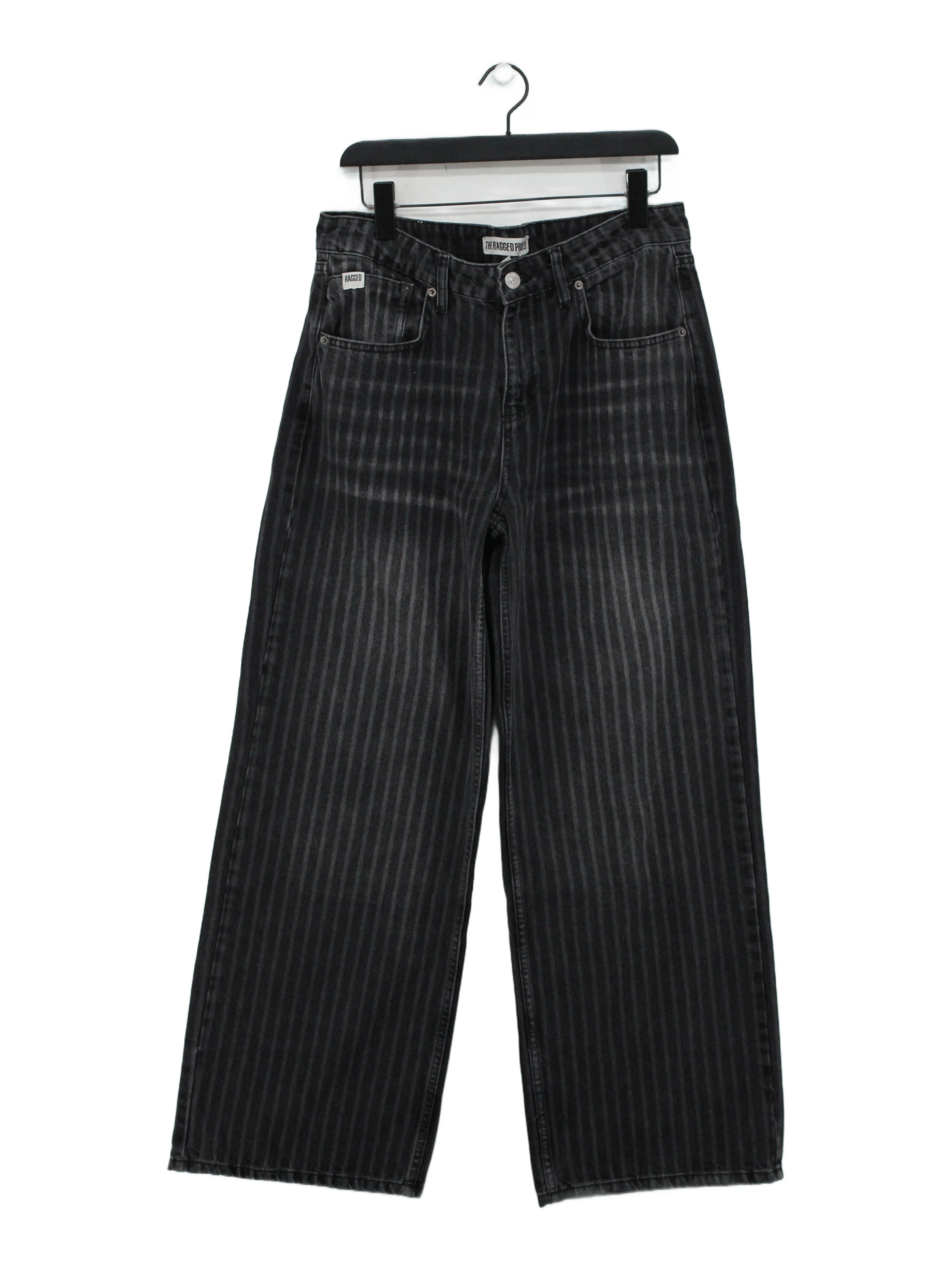 The Ragged Priest Women's Jeans W 29 in Black Striped 100% Cotton Wide-Leg
