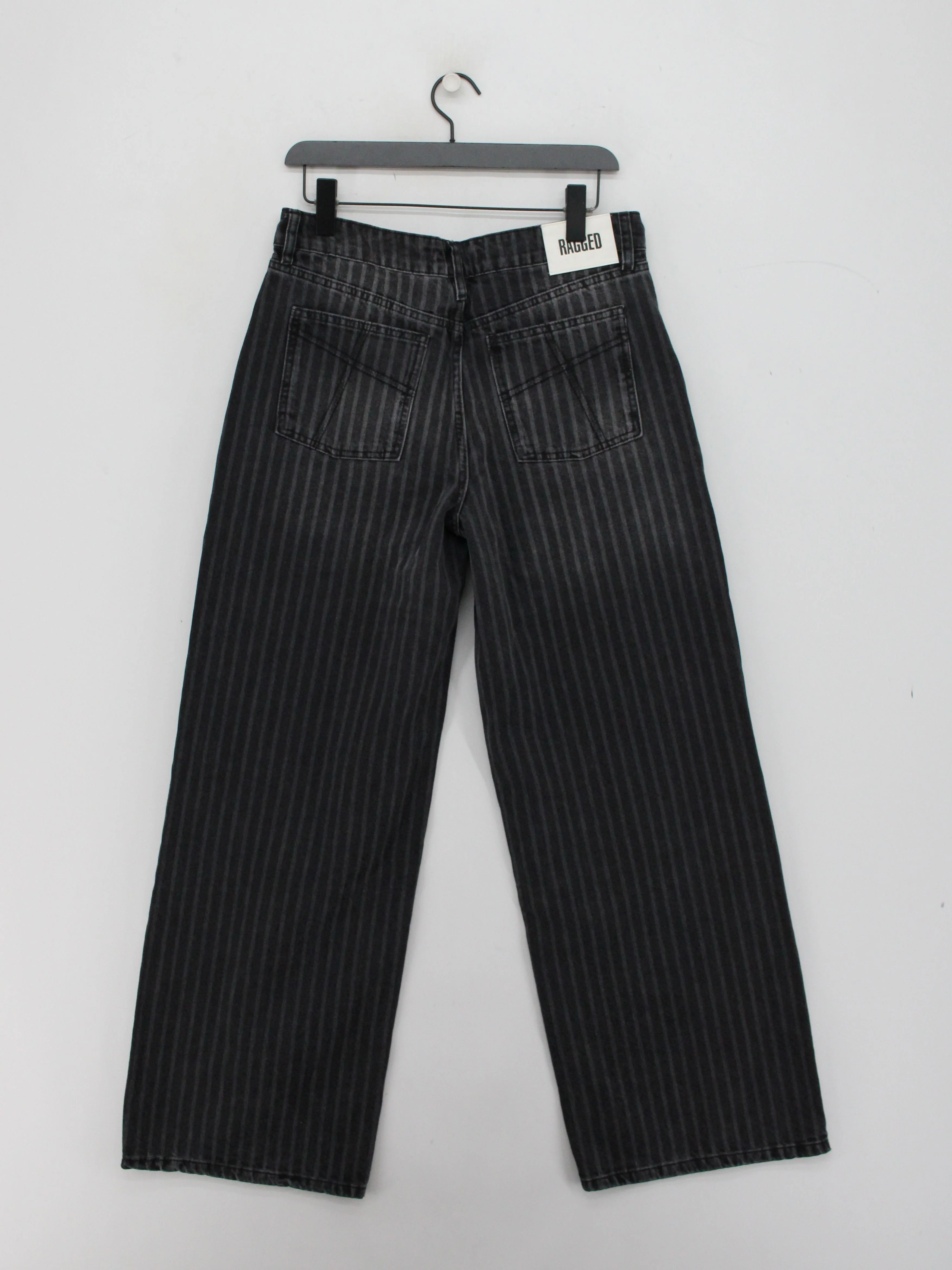 The Ragged Priest Women's Jeans W 29 in Black Striped 100% Cotton Wide-Leg - Image 2