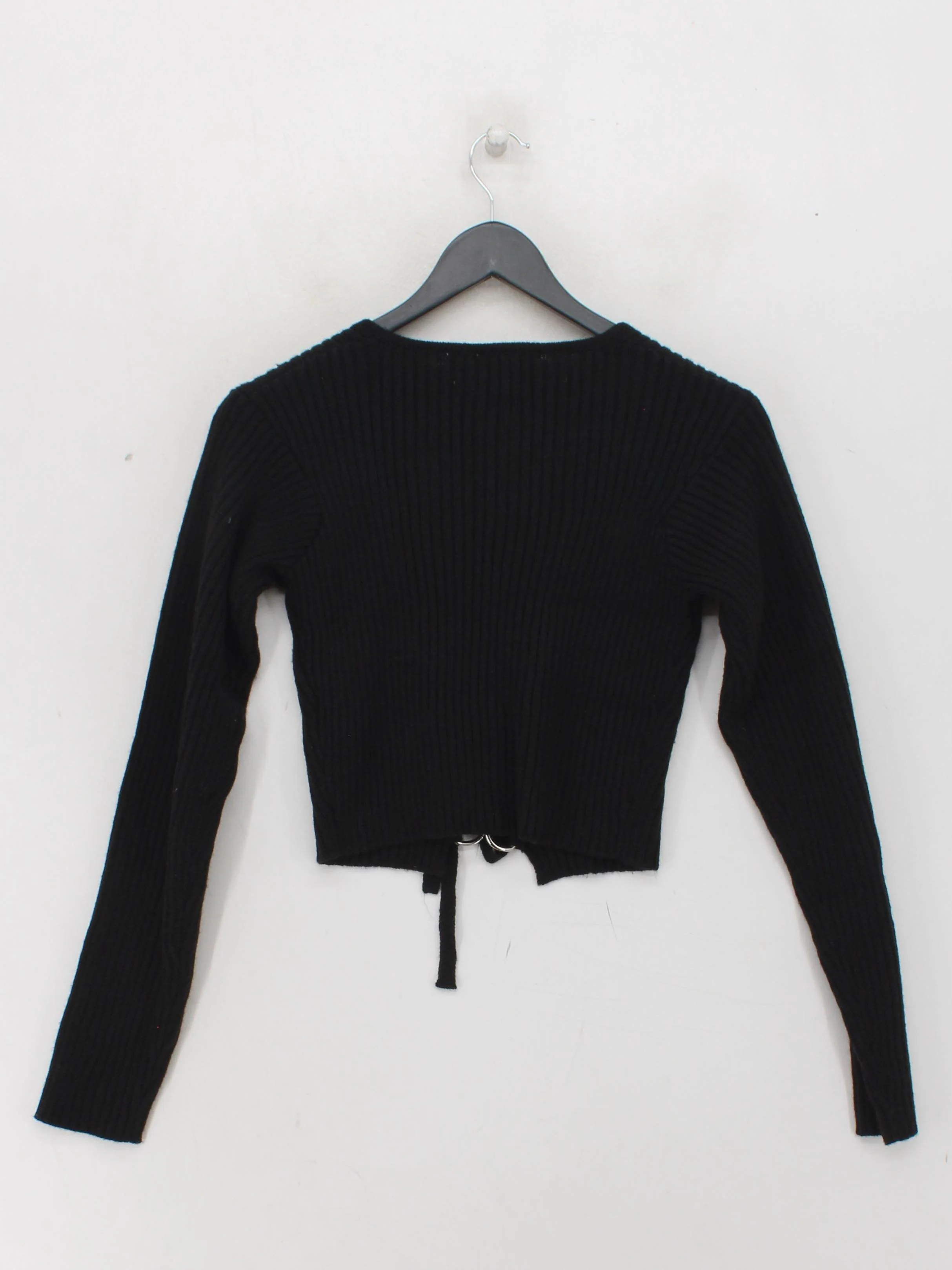 The Ragged Priest Women's Top XS Black 100% Acrylic Long Sleeve V-Neck Cropped - Image 2