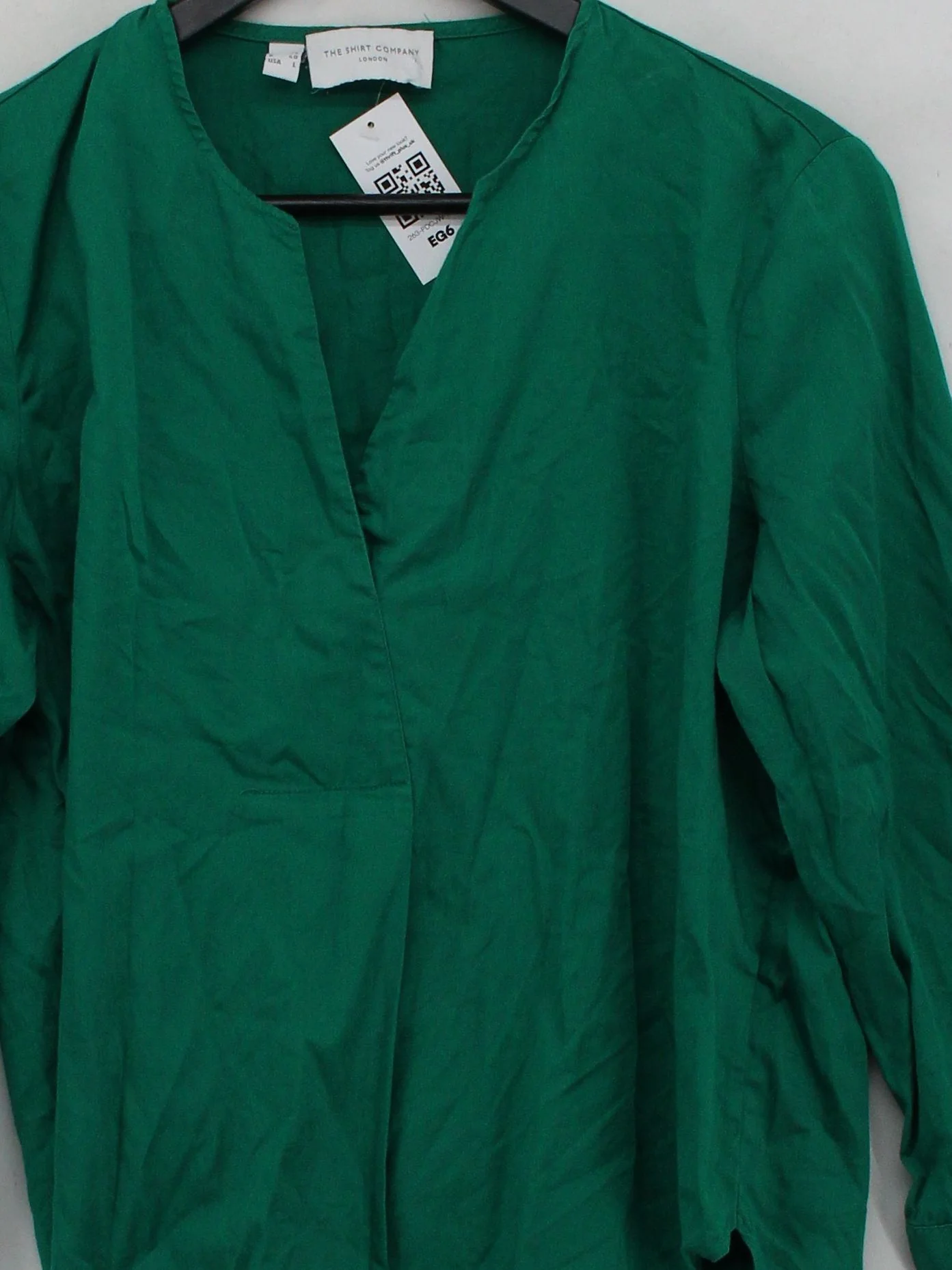 The Shirt Company Women's Top S Green 100% Cotton 3/4 Sleeve V-Neck Basic - Image 3