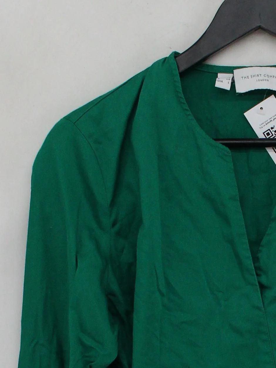 The Shirt Company Women's Top S Green 100% Cotton 3/4 Sleeve V-Neck Basic - Image 4