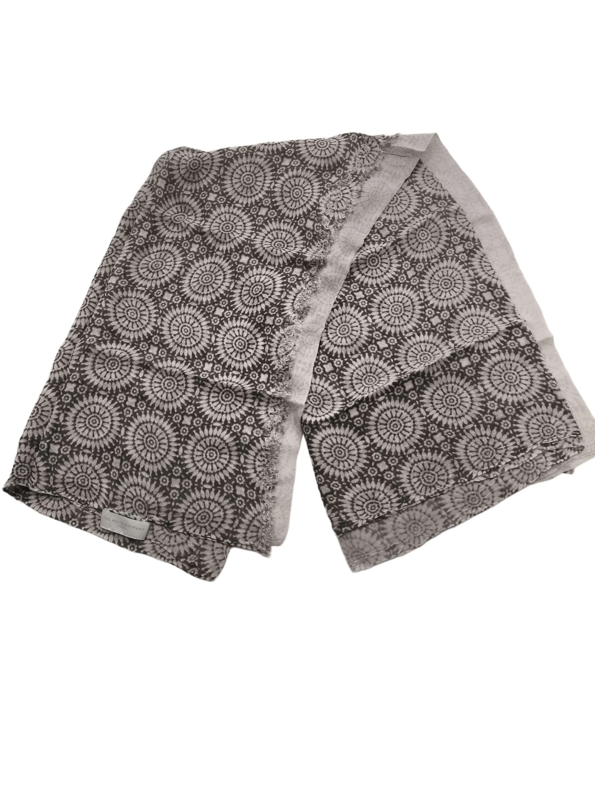 The White Company Men's Scarf Grey Geometric 100% Other Scarf