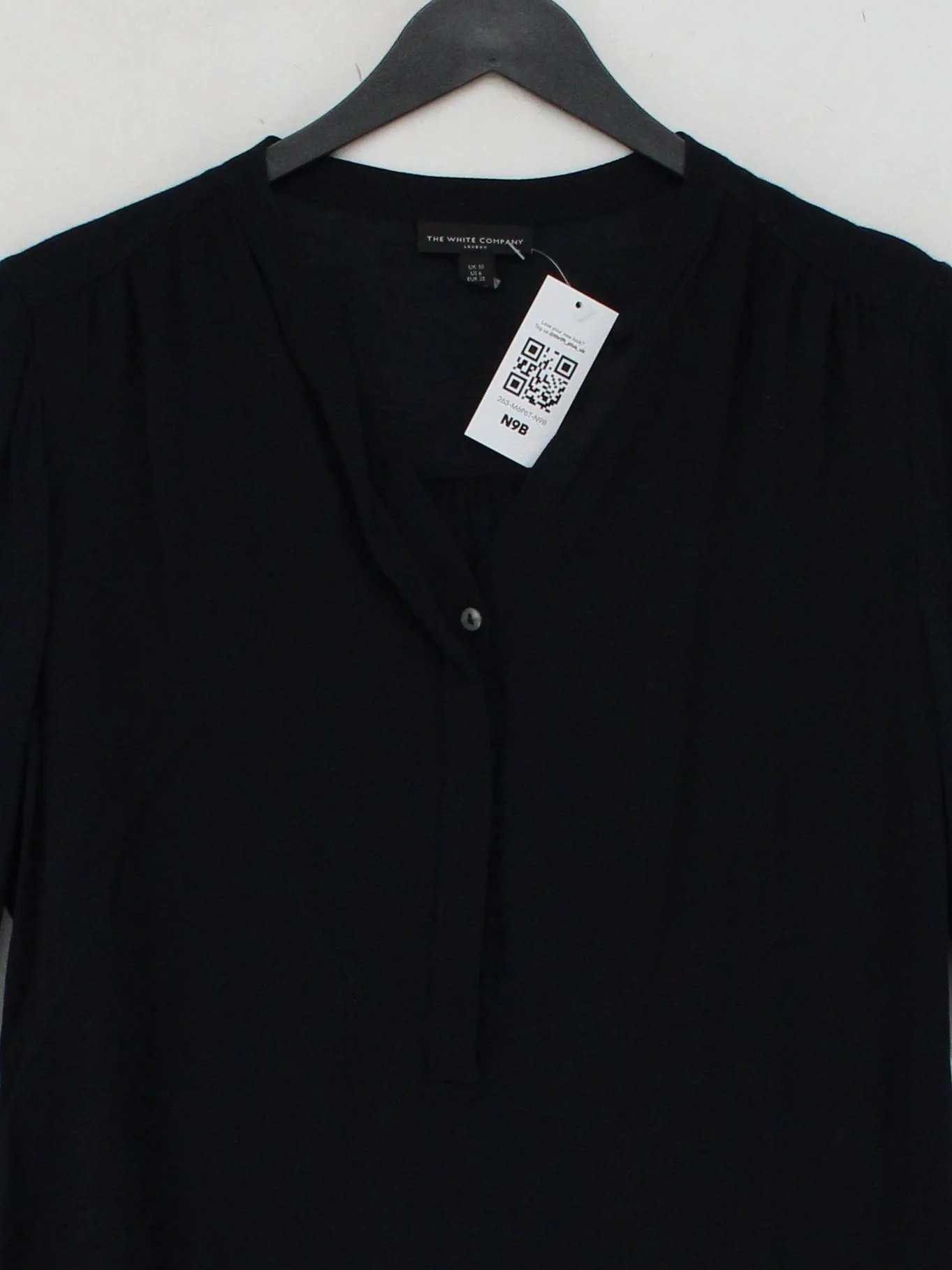The White Company Women's Blouse UK 10 Black Viscose with Lyocell Modal Basic - Image 3