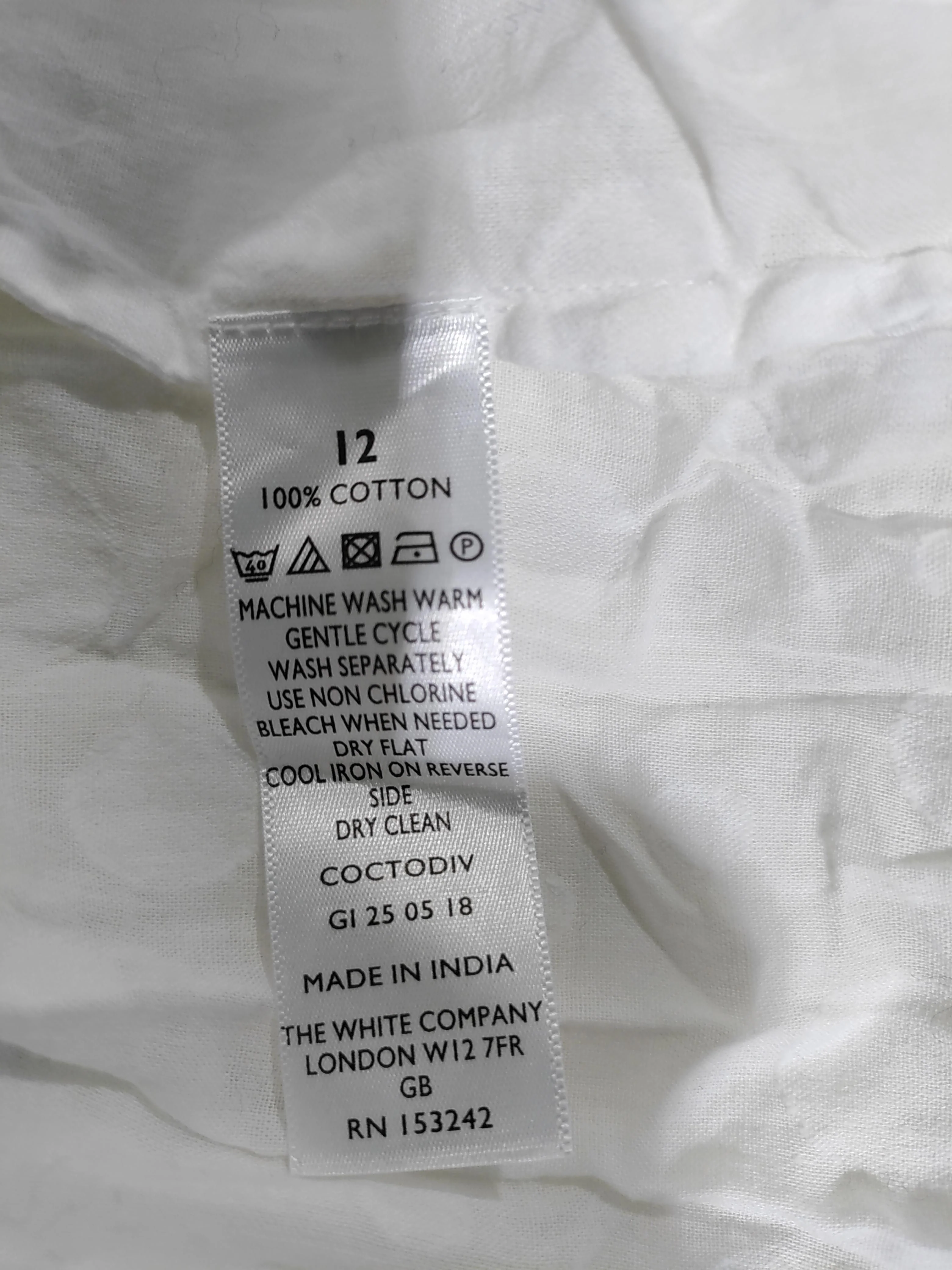 The White Company Women's Blouse UK 12 White 100% Cotton Basic - Image 6