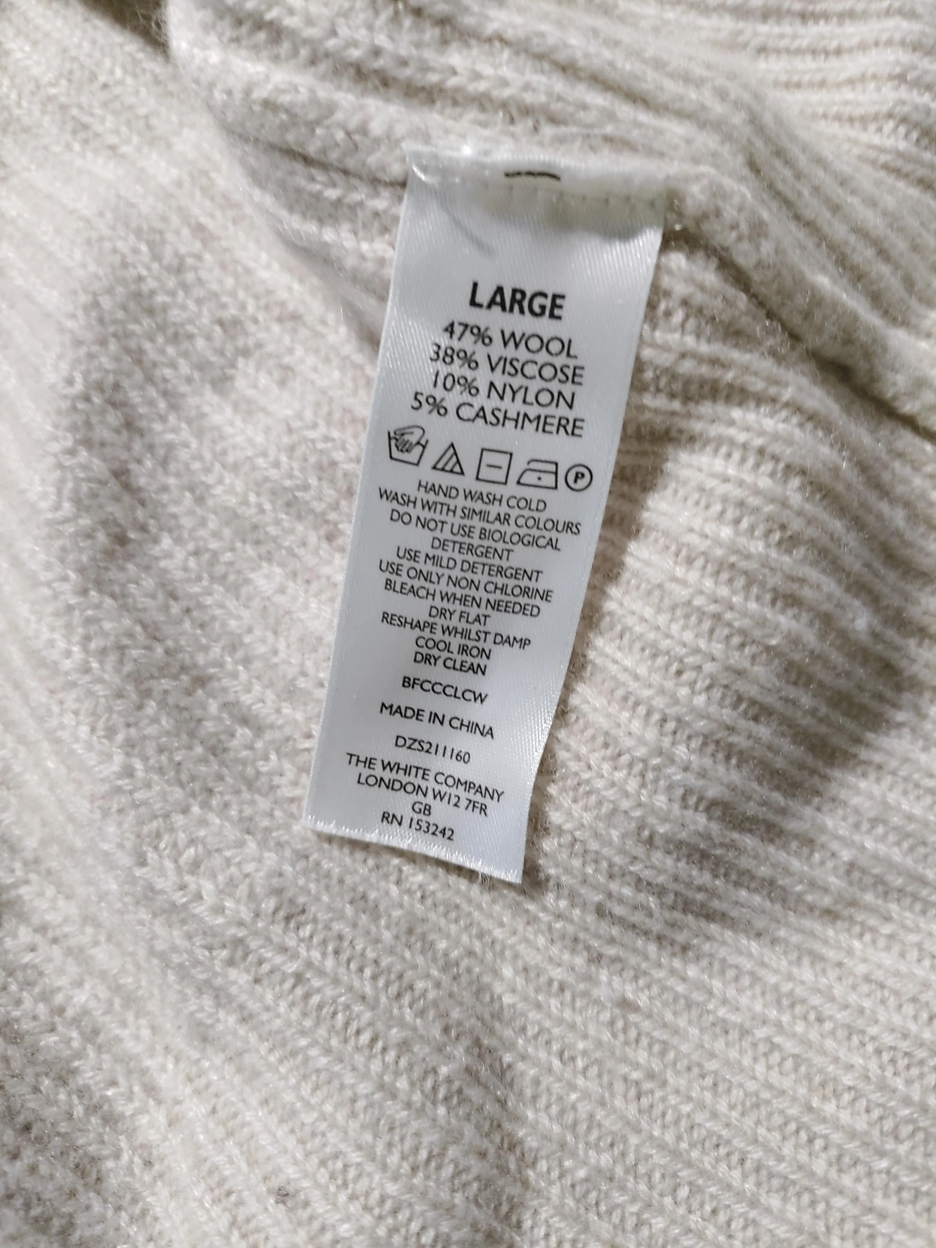 The White Company Women's Cardigan L Cream Wool - Image 6