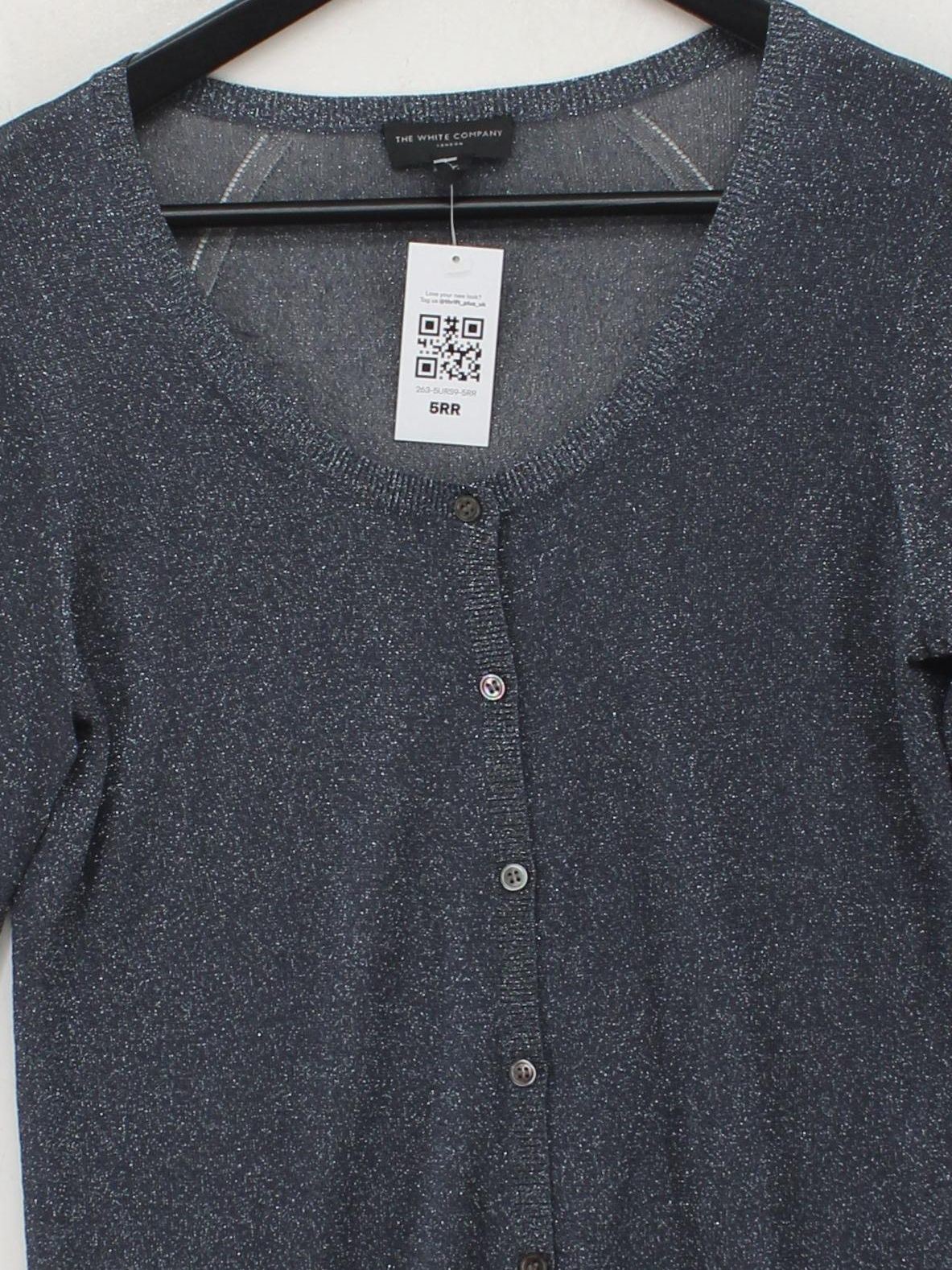 The White Company Women's Cardigan M Grey Viscose with Other Round Neck Cardigan - Image 3