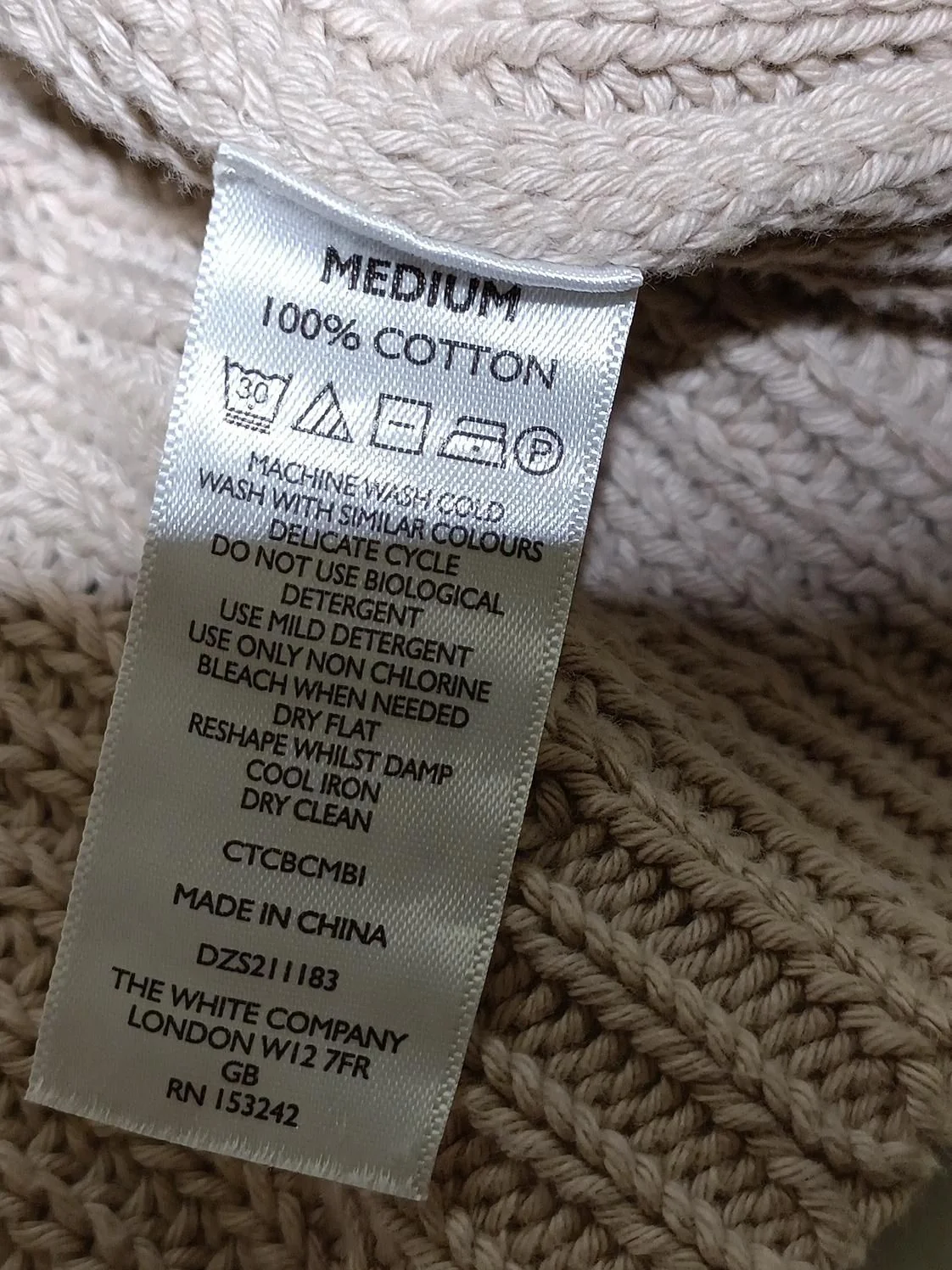 The White Company Women's Cardigan M Tan 100% Cotton V-Neck Cardigan - Image 7