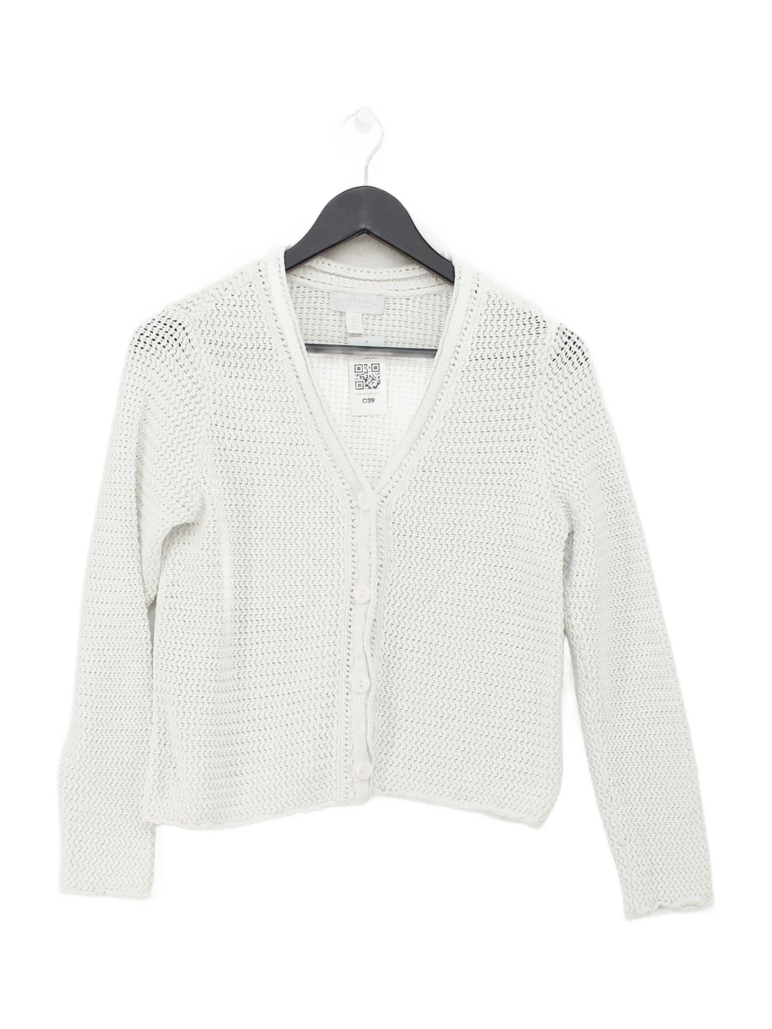 The White Company Women's Cardigan S White 100% Cotton V-Neck Cardigan
