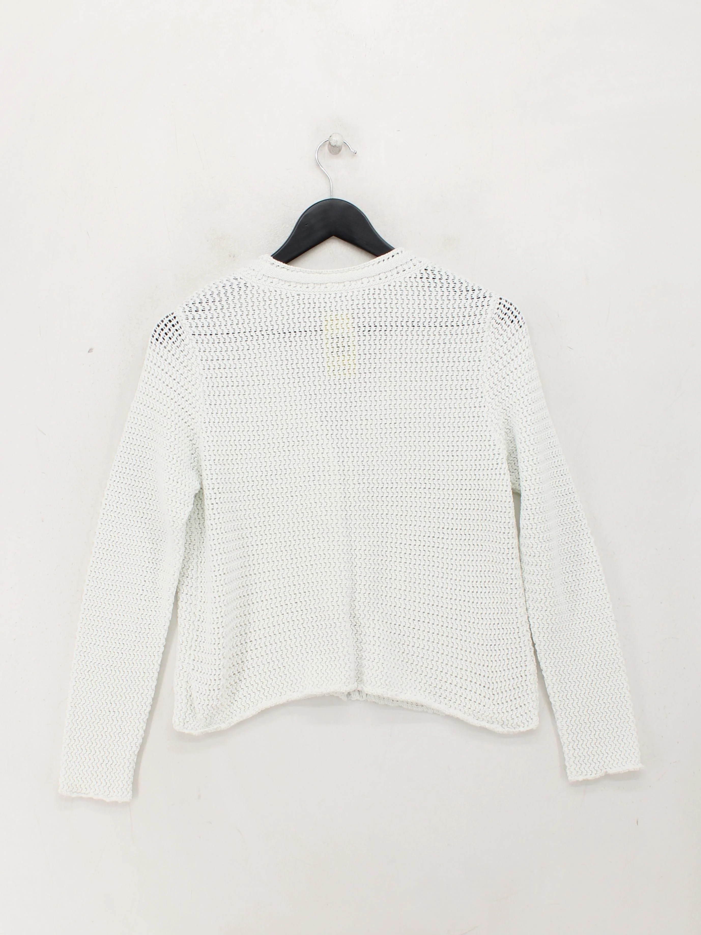 The White Company Women's Cardigan S White 100% Cotton V-Neck Cardigan - Image 2