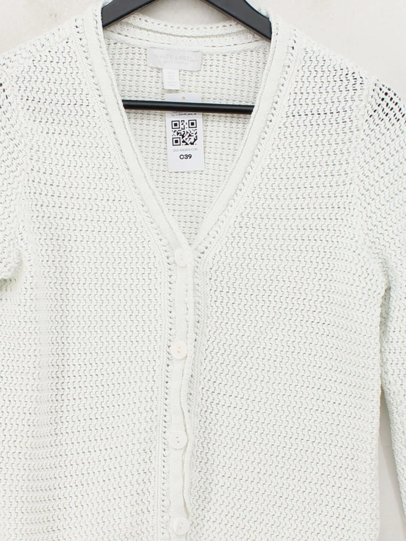 The White Company Women's Cardigan S White 100% Cotton V-Neck Cardigan - Image 3