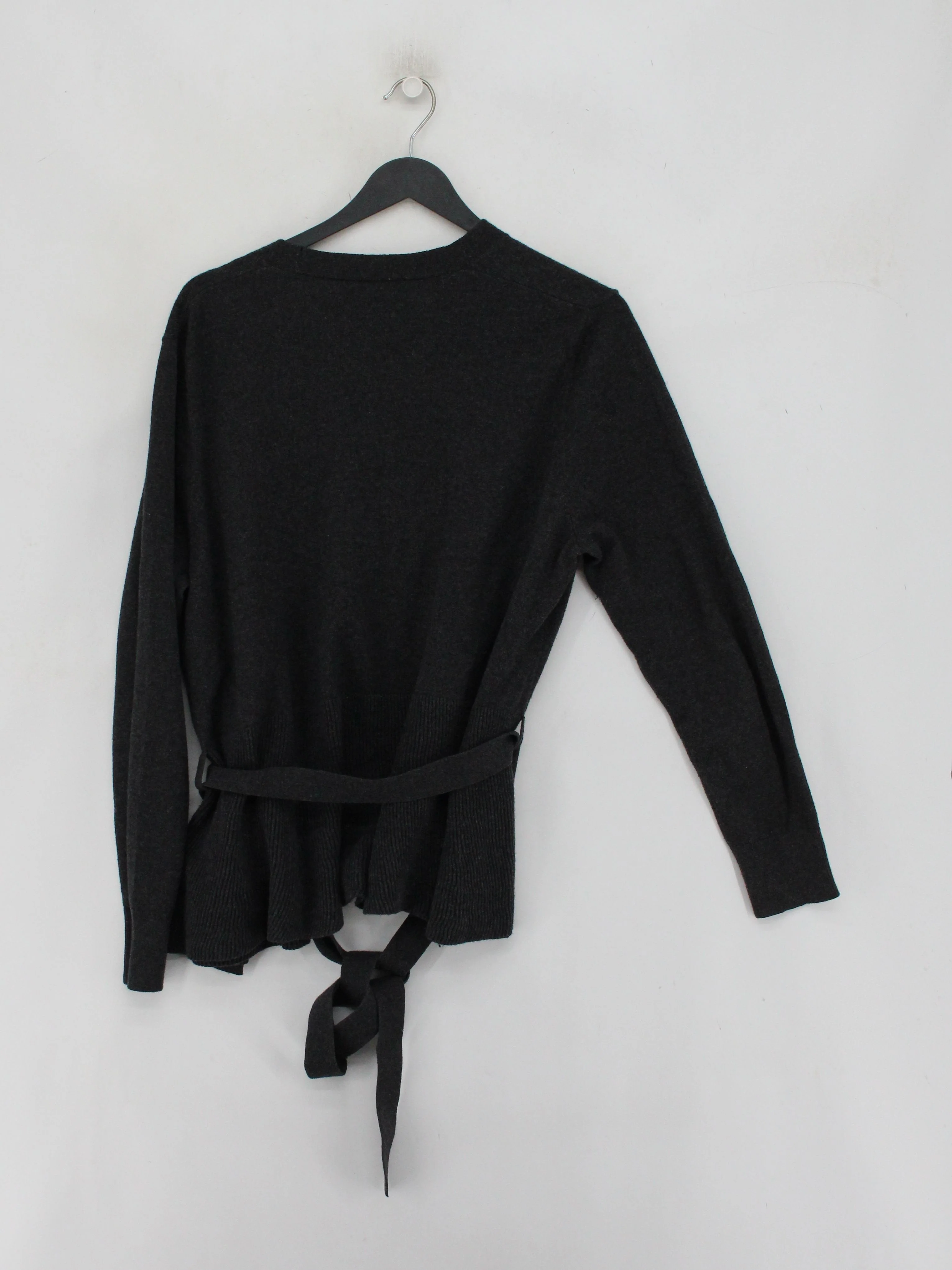 The White Company Women's Cardigan UK 16 Black Wool with Cotton V-Neck Cardigan - Image 2