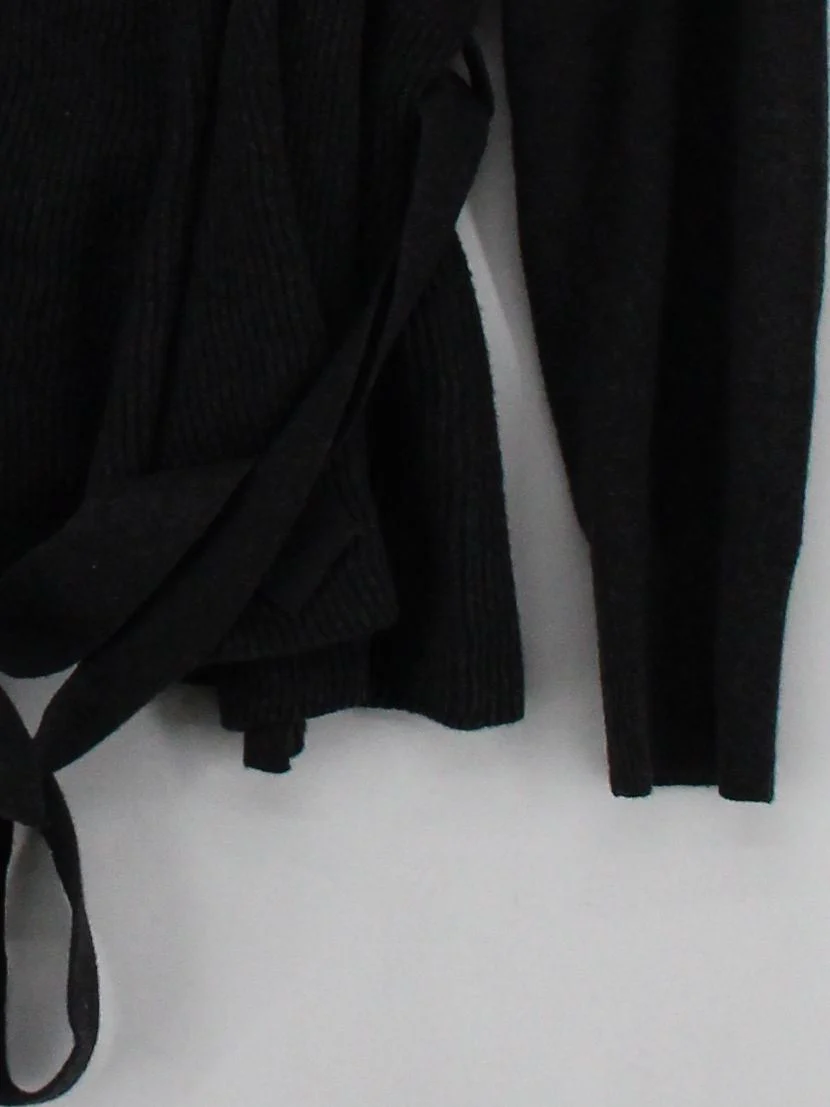 The White Company Women's Cardigan UK 16 Black Wool with Cotton V-Neck Cardigan - Image 4