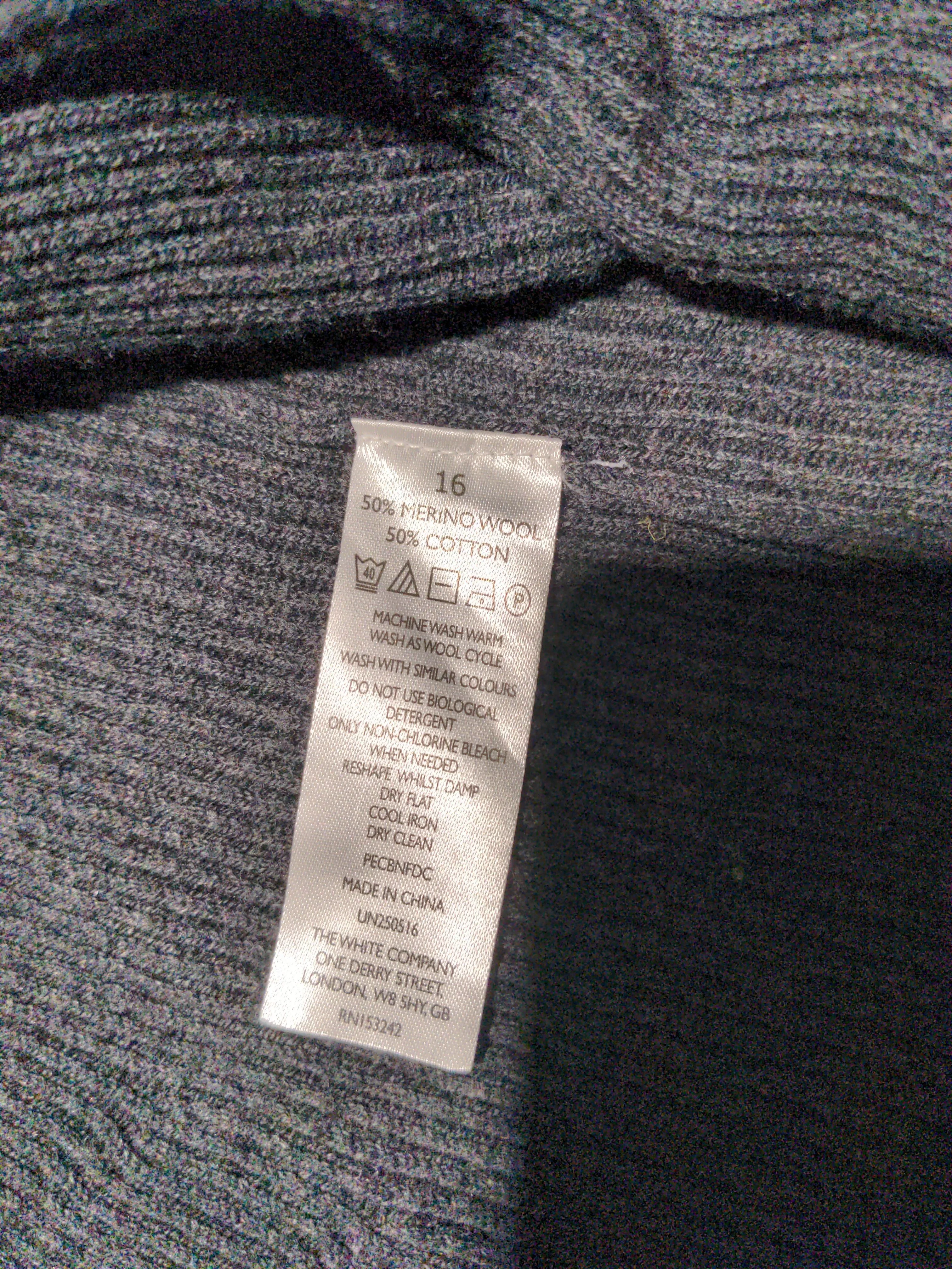 The White Company Women's Cardigan UK 16 Black Wool with Cotton V-Neck Cardigan - Image 6