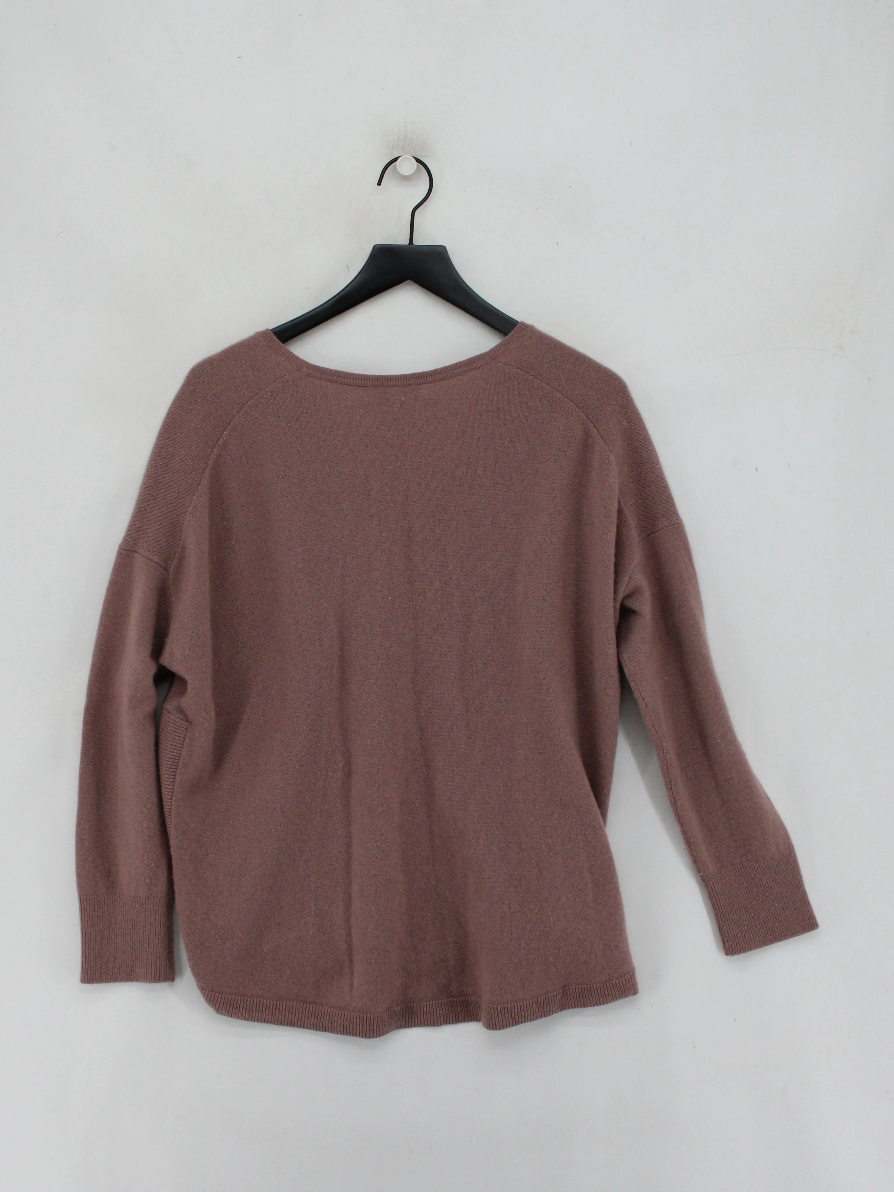 The White Company Women's Jumper L Brown 100% Cashmere V-Neck Pullover - Image 2