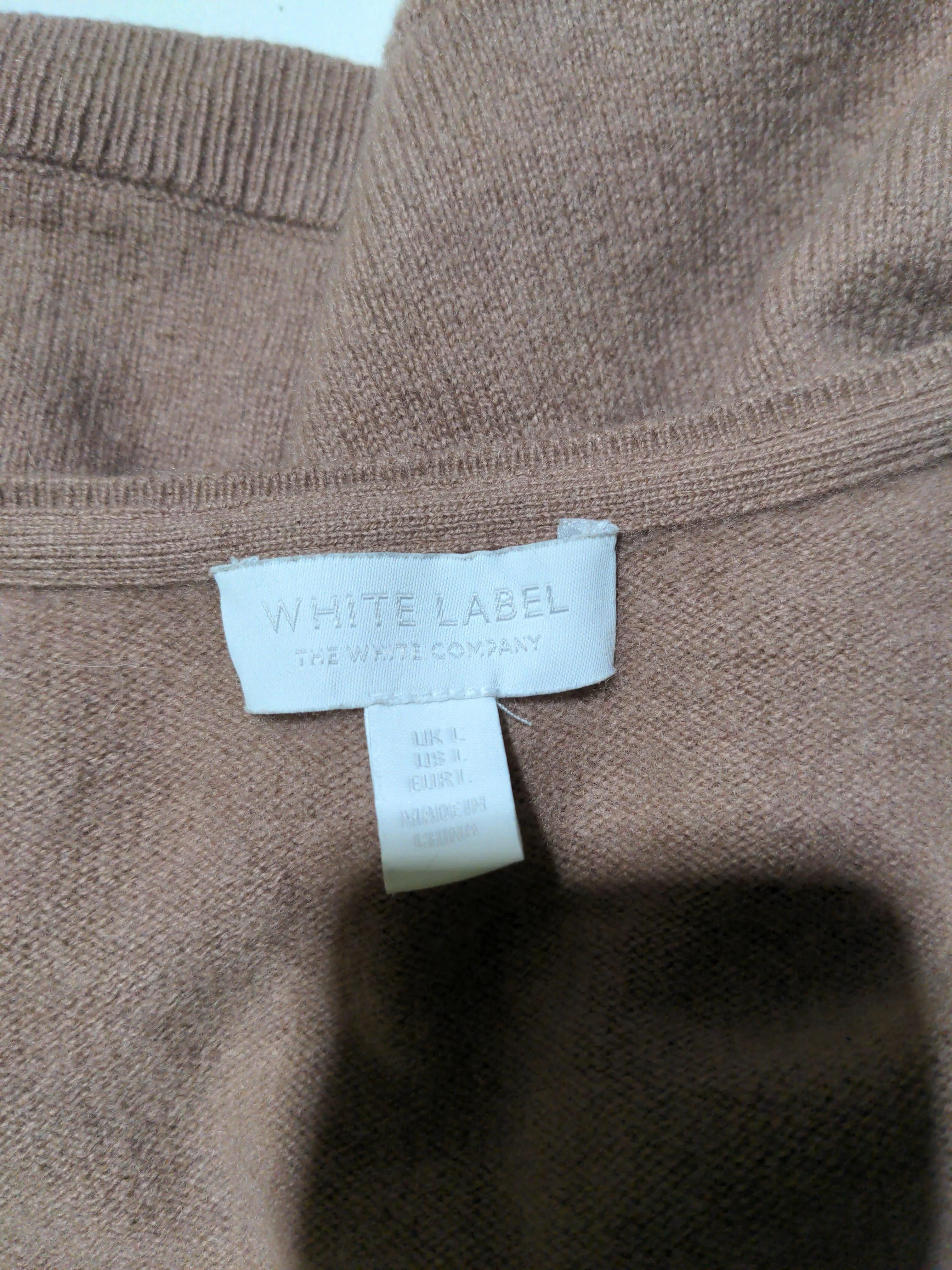 The White Company Women's Jumper L Brown 100% Cashmere V-Neck Pullover - Image 5