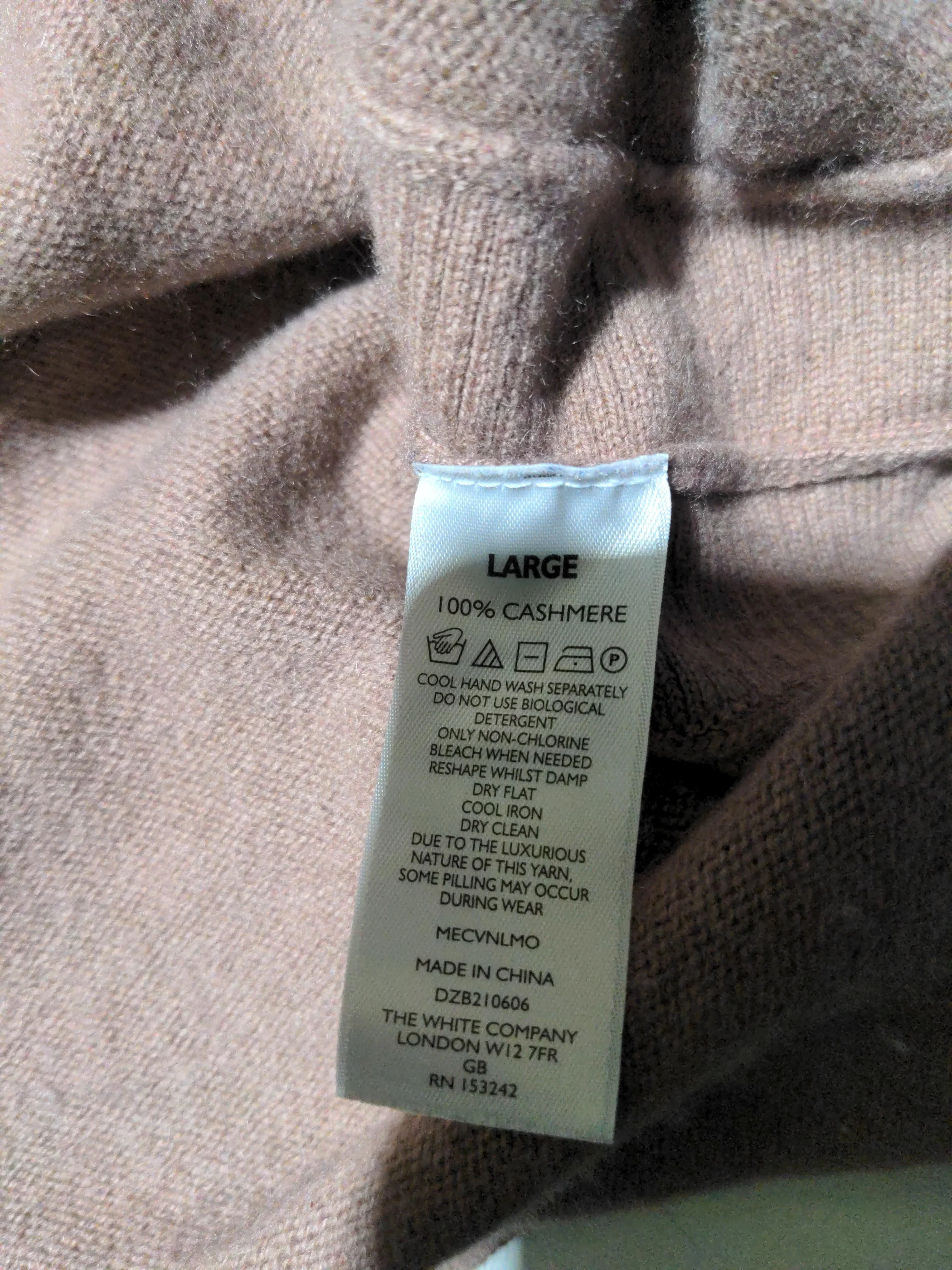 The White Company Women's Jumper L Brown 100% Cashmere V-Neck Pullover - Image 6