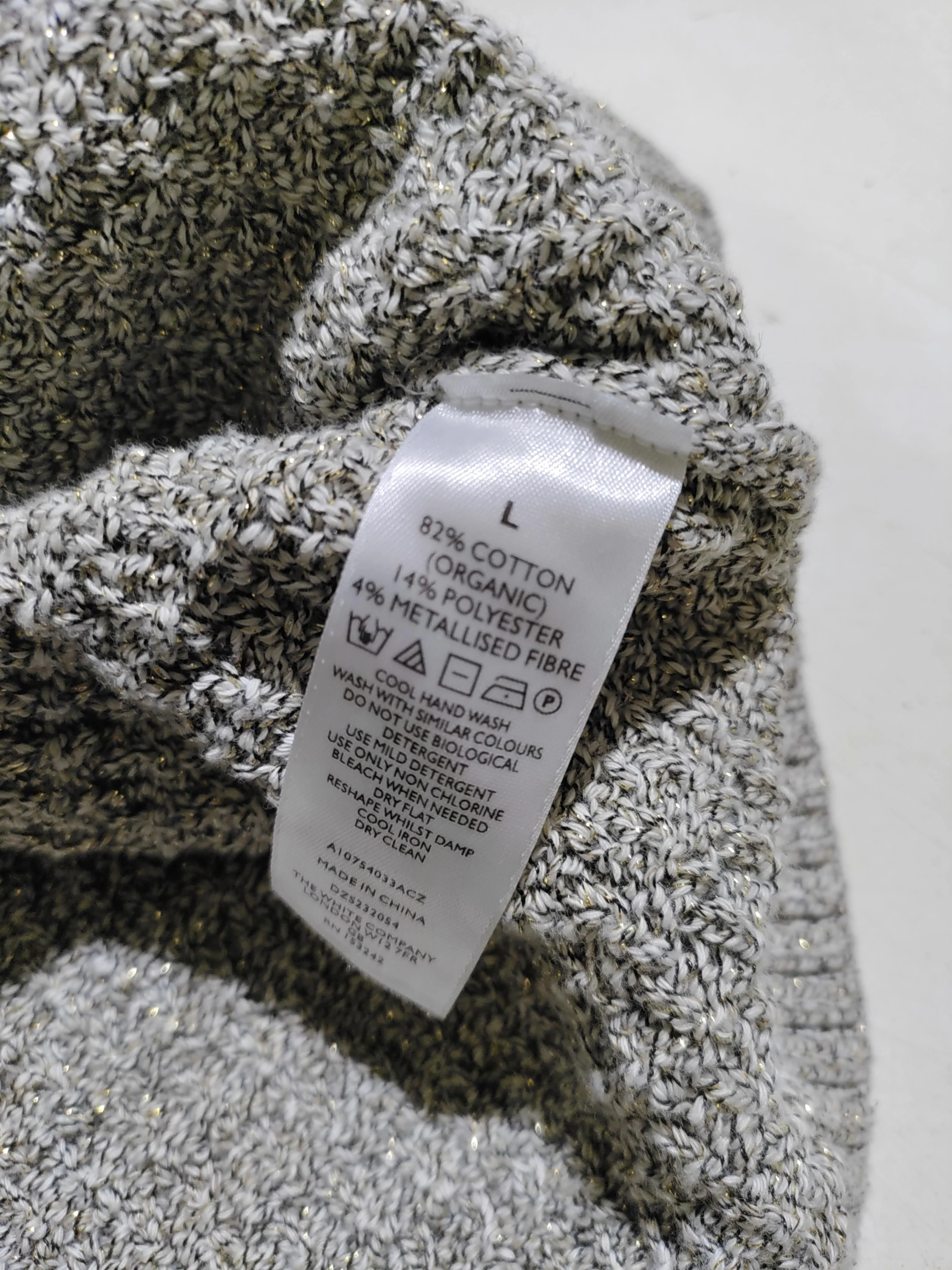 The White Company Women's Jumper L Grey Cotton with Polyester, Other V-Neck Vest - Image 6