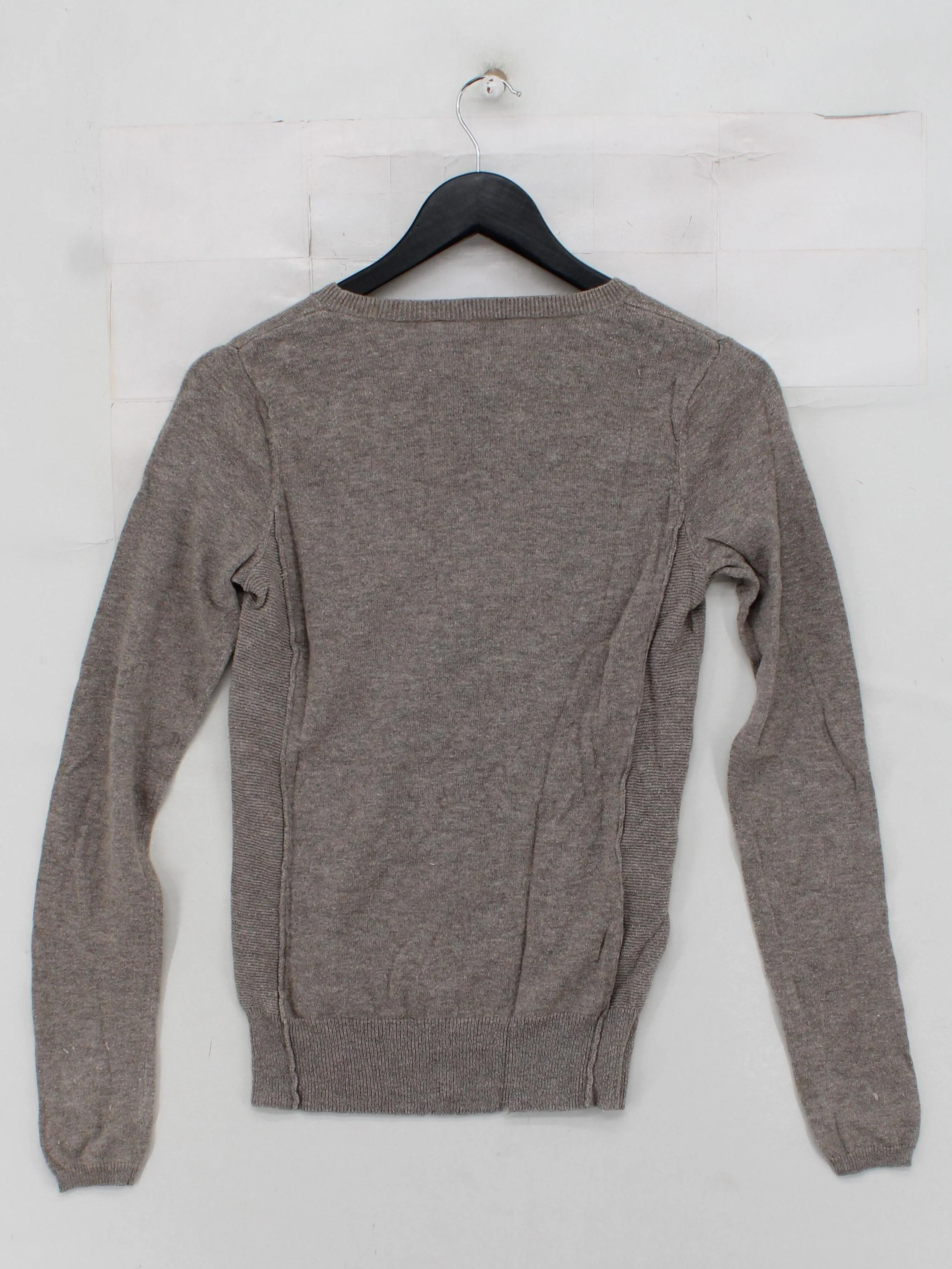 The White Company Women's Jumper S Brown Wool with Cotton Round Neck Pullover - Image 2