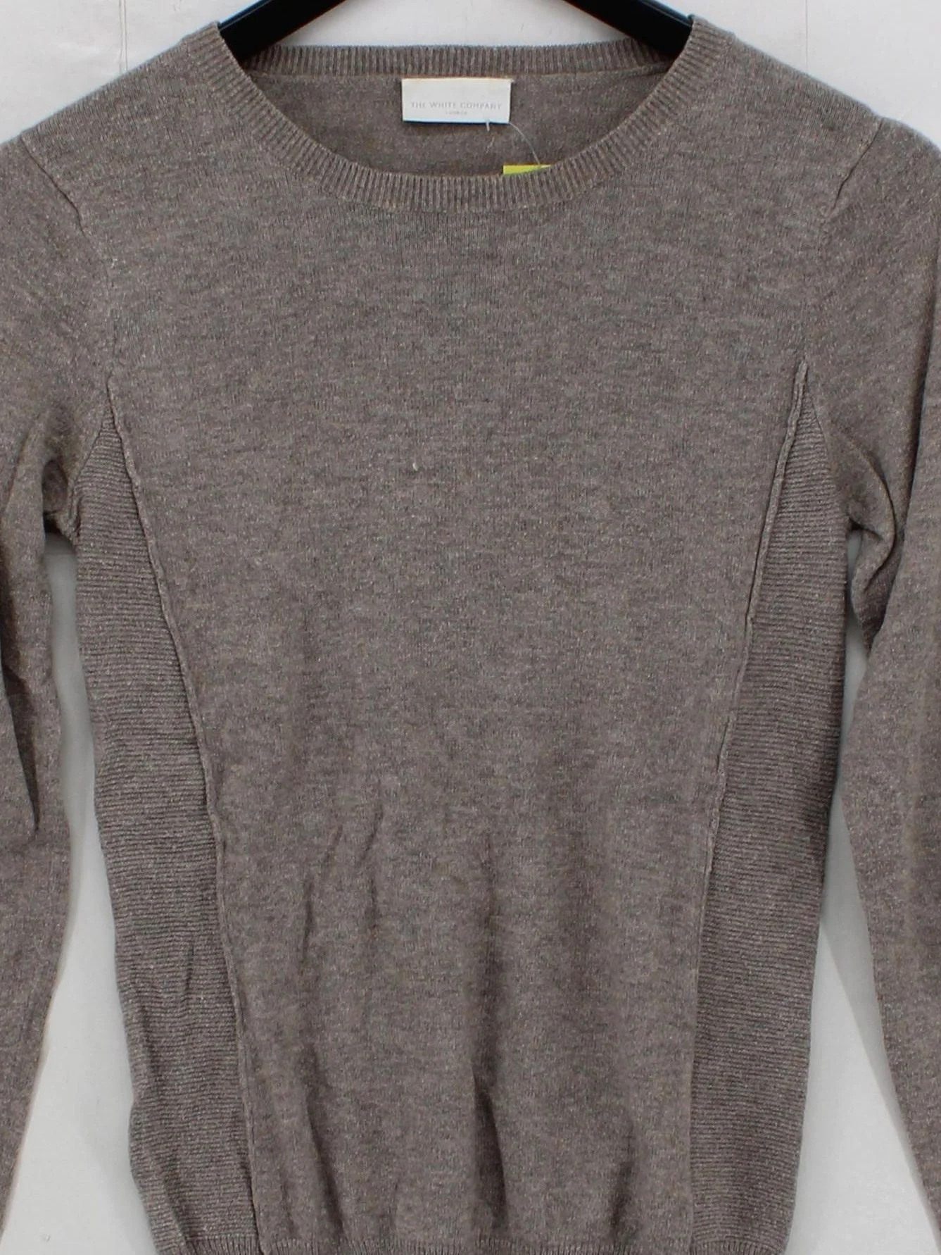 The White Company Women's Jumper S Brown Wool with Cotton Round Neck Pullover - Image 3
