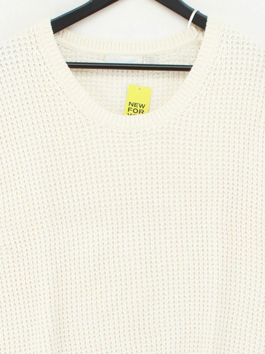 The White Company Women's Jumper UK 14 White Cotton with Wool Pullover - Image 3